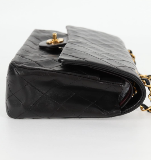 Chanel Timeless Doble Flap 25 cm en piel de cordero negra