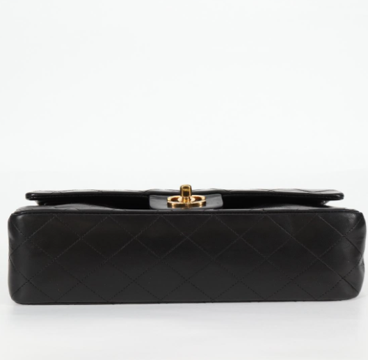 Chanel Timeless Doble Flap 25 cm en piel de cordero negra