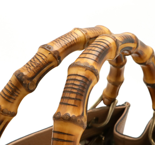 Bolso Bamboo pequeño en piel camel con interior floral