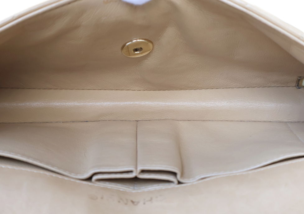 Chanel Choco Bar Lambskin Shoulder Bag — Beige