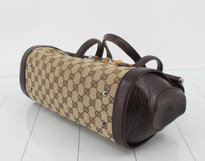 Gucci GG Canvas Bamboo Handbag