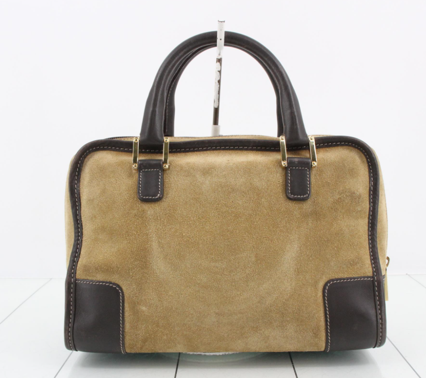 Bolso Loewe Amazona 28 en Ante Beige y Piel Marrón