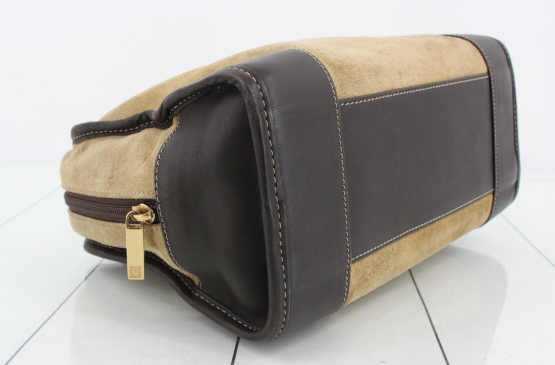 Bolso Loewe Amazona 28 en Ante Beige y Piel Marrón