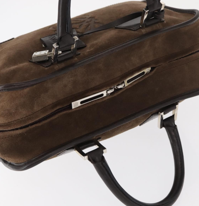 Loewe amazona 28 ante y piel marrón herrajes plata