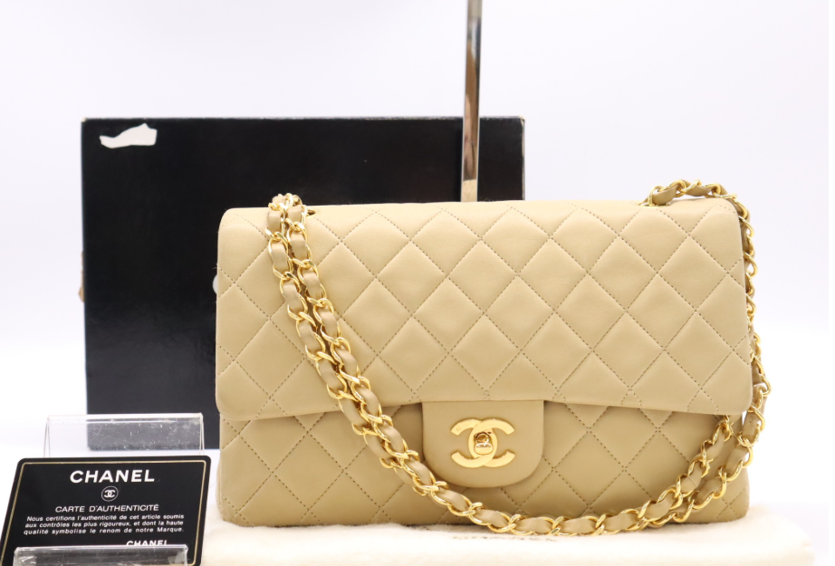 CHANEL Timeless 25 Double Flap Beige Lambskin – Serie 2 (1991-1994)