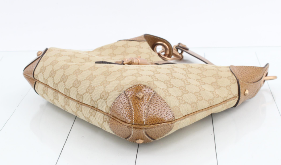 Gucci jackie gg canvas gold rosado y marron