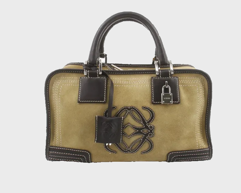 Loewe Amazona 30 Ante oro y Piel Camel/Marrón