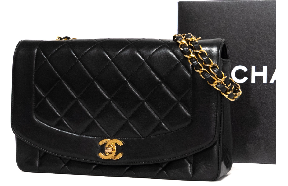 Chanel timeless 25 diana negro en piel de cordero serie 4