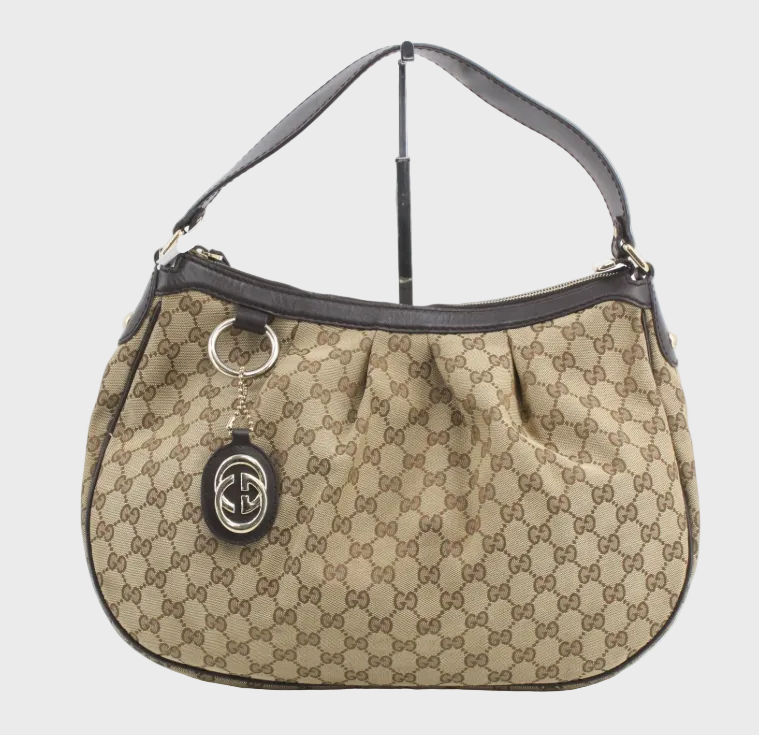 Gucci Sukey GG Canvas Hobo XL – Beige y Piel Marrón Oscura