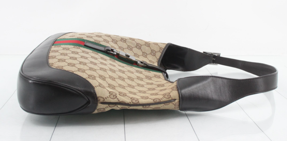 Gucci Jackie Grande Clásico Vintage | GG Canvas & Piel Marrón Oscuro