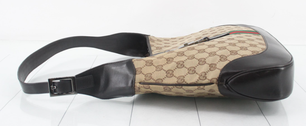 Gucci Jackie Grande Clásico Vintage | GG Canvas & Piel Marrón Oscuro