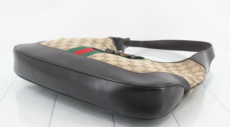 Gucci Jackie Grande Clásico Vintage | GG Canvas & Piel Marrón Oscuro