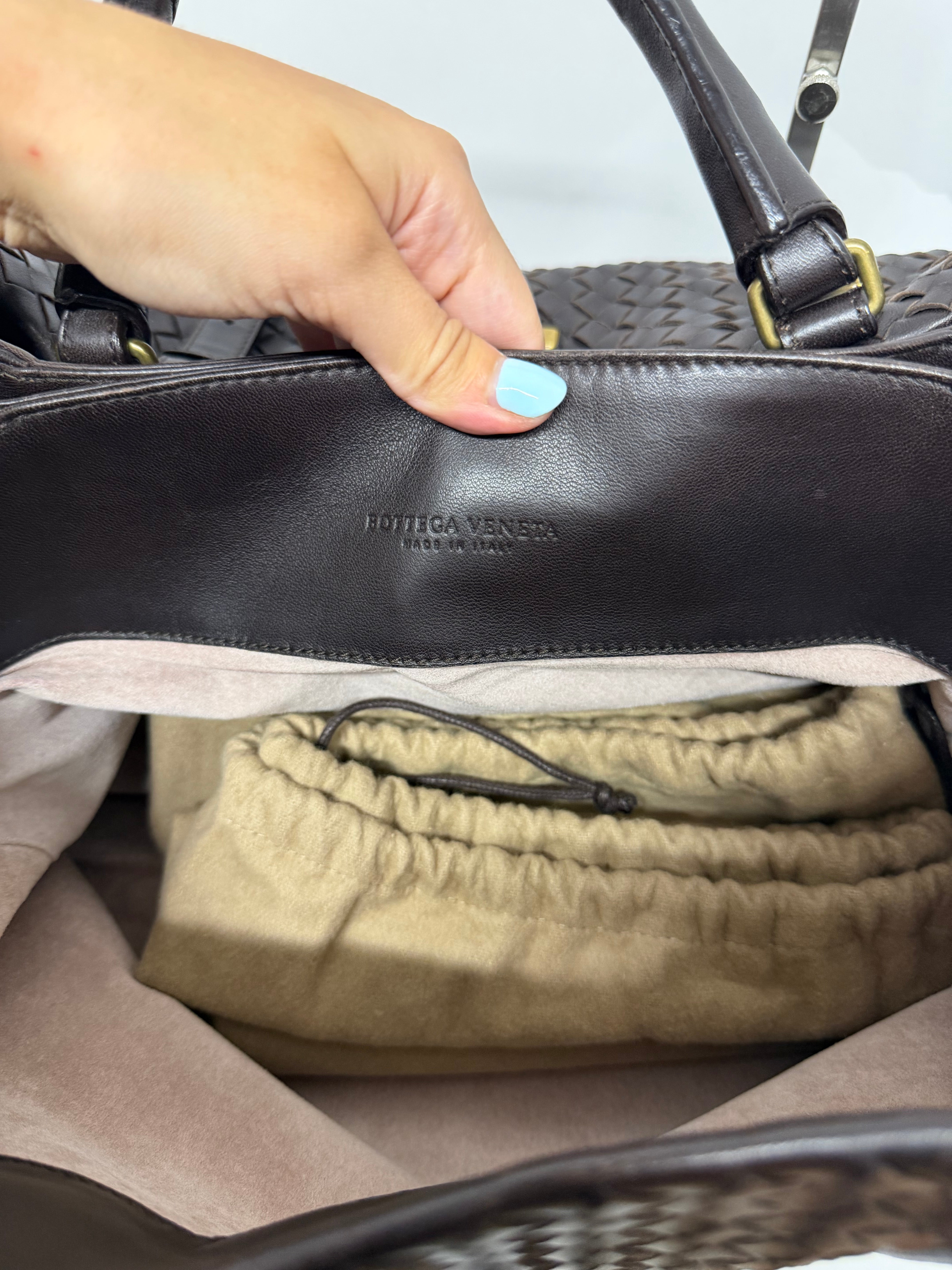 Bottega Veneta Roma Intrecciato Piel Marrón