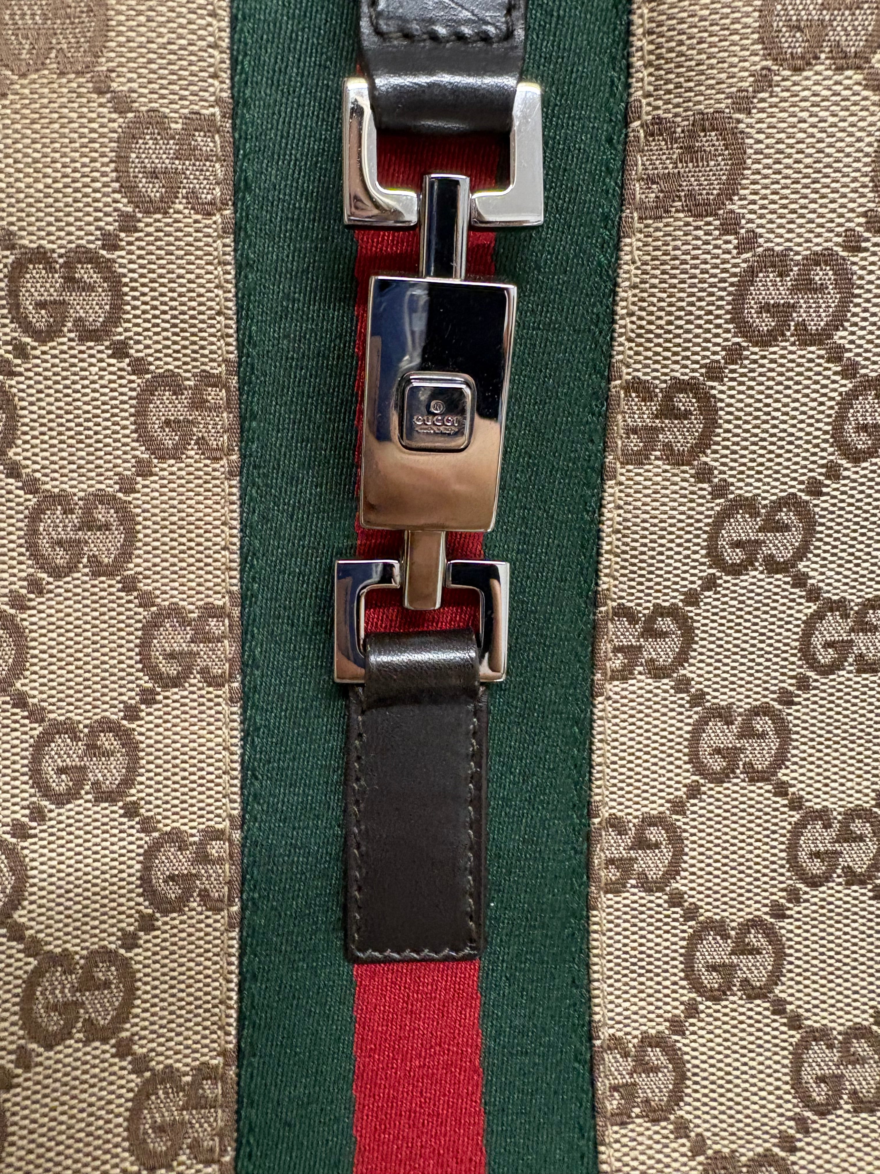 Gucci Jackie Vintage Clásico – GG Canvas & Piel Marrón Oscuro