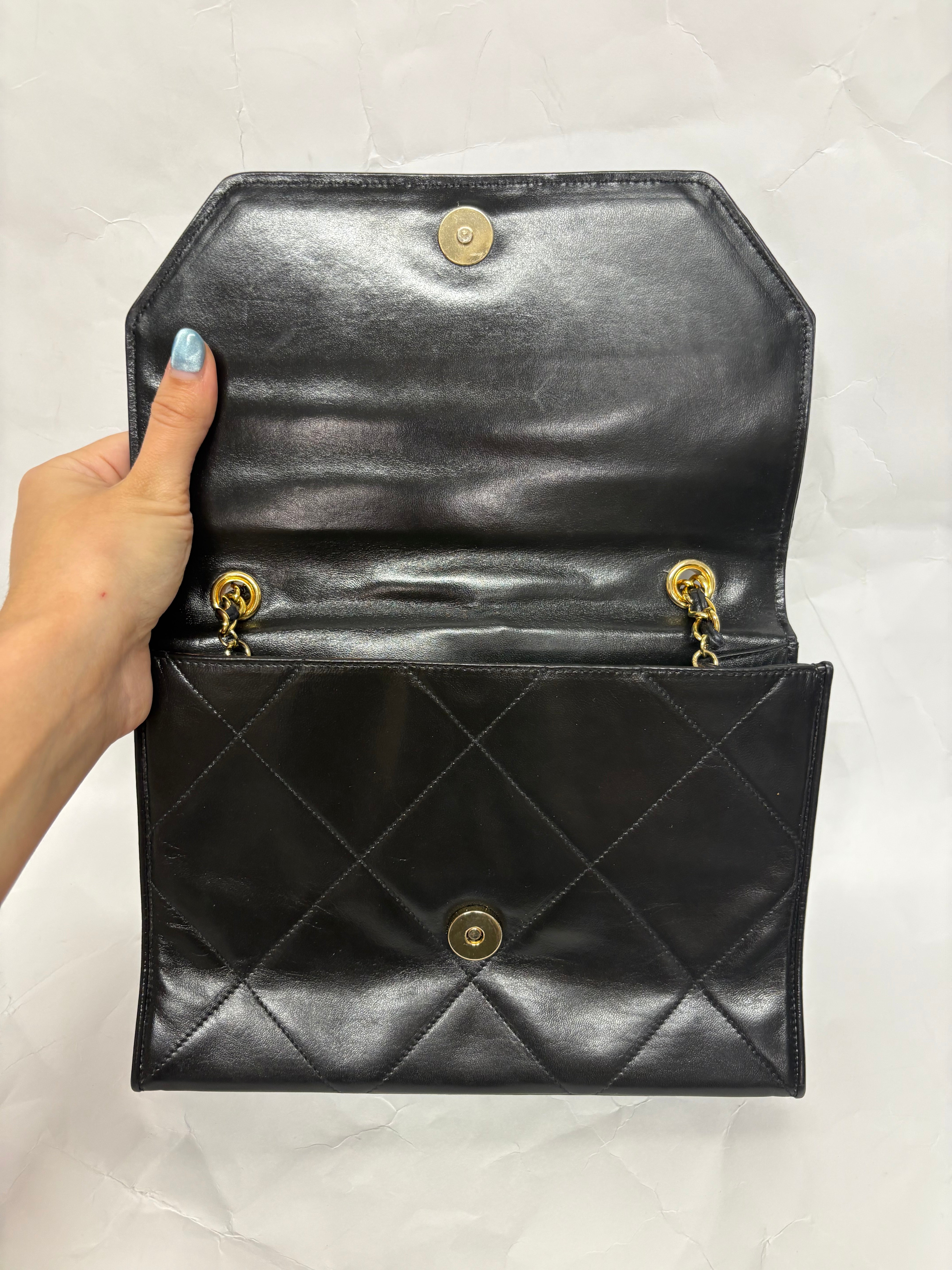 Single Flap Vintage negra cadena