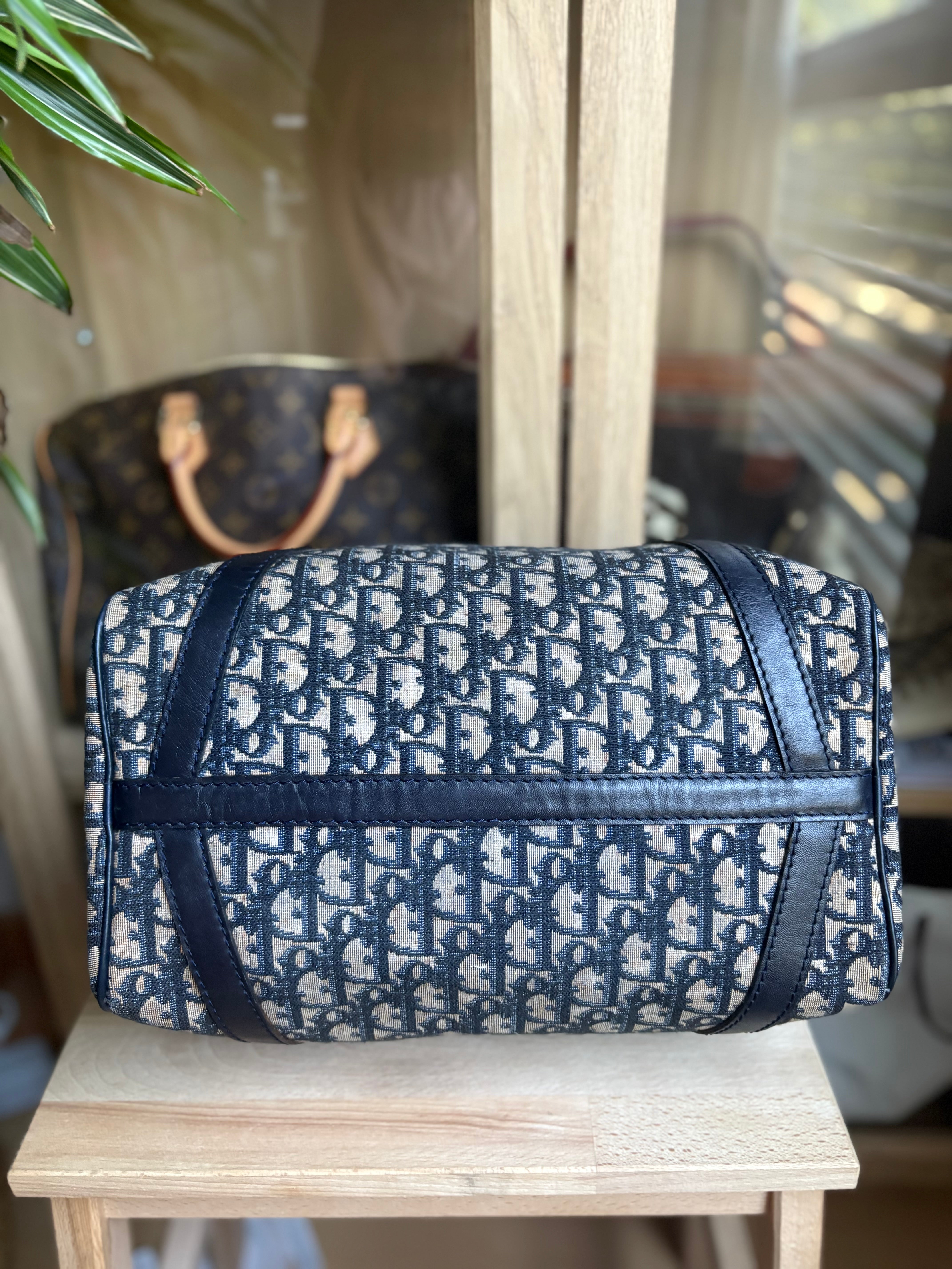 Bolso Dior Trotter Boston monograma Oblique azul marino – Talla 30