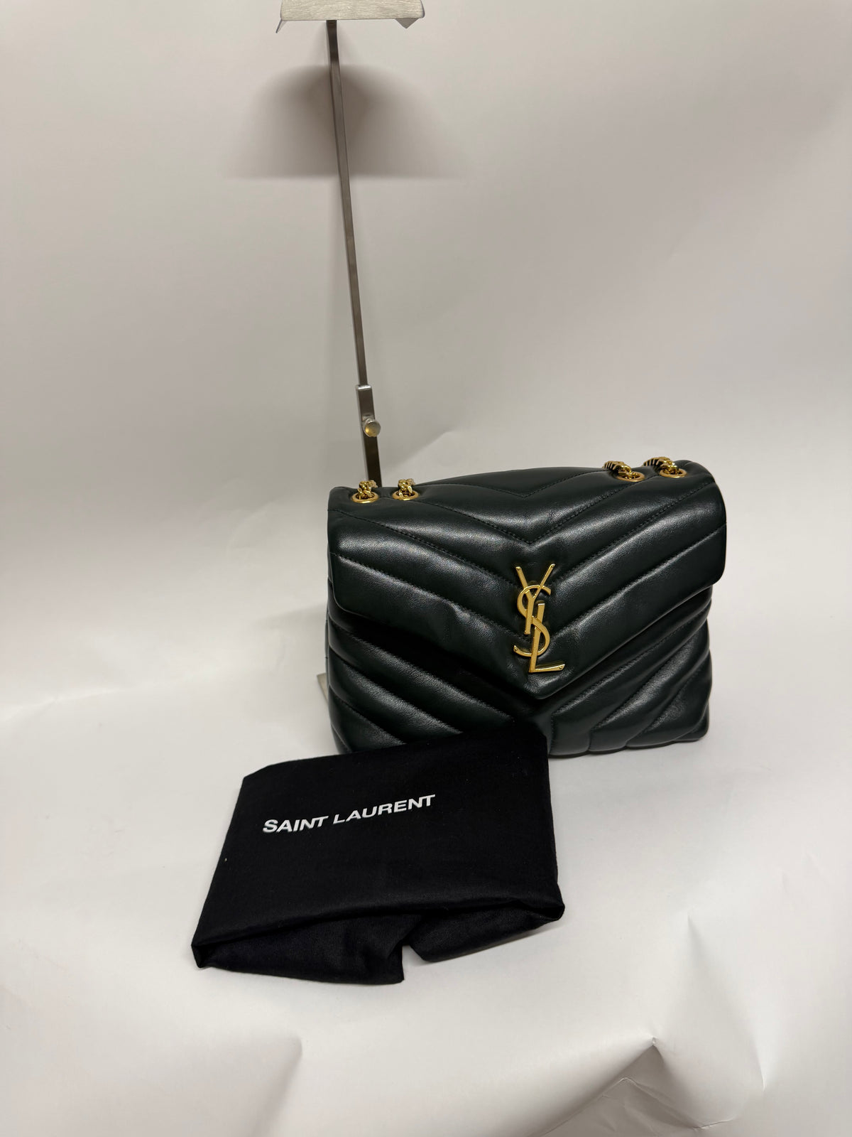 Saint Laurent LouLou Small Piel de Becerro Matelassé Verde Oscuro Full Set