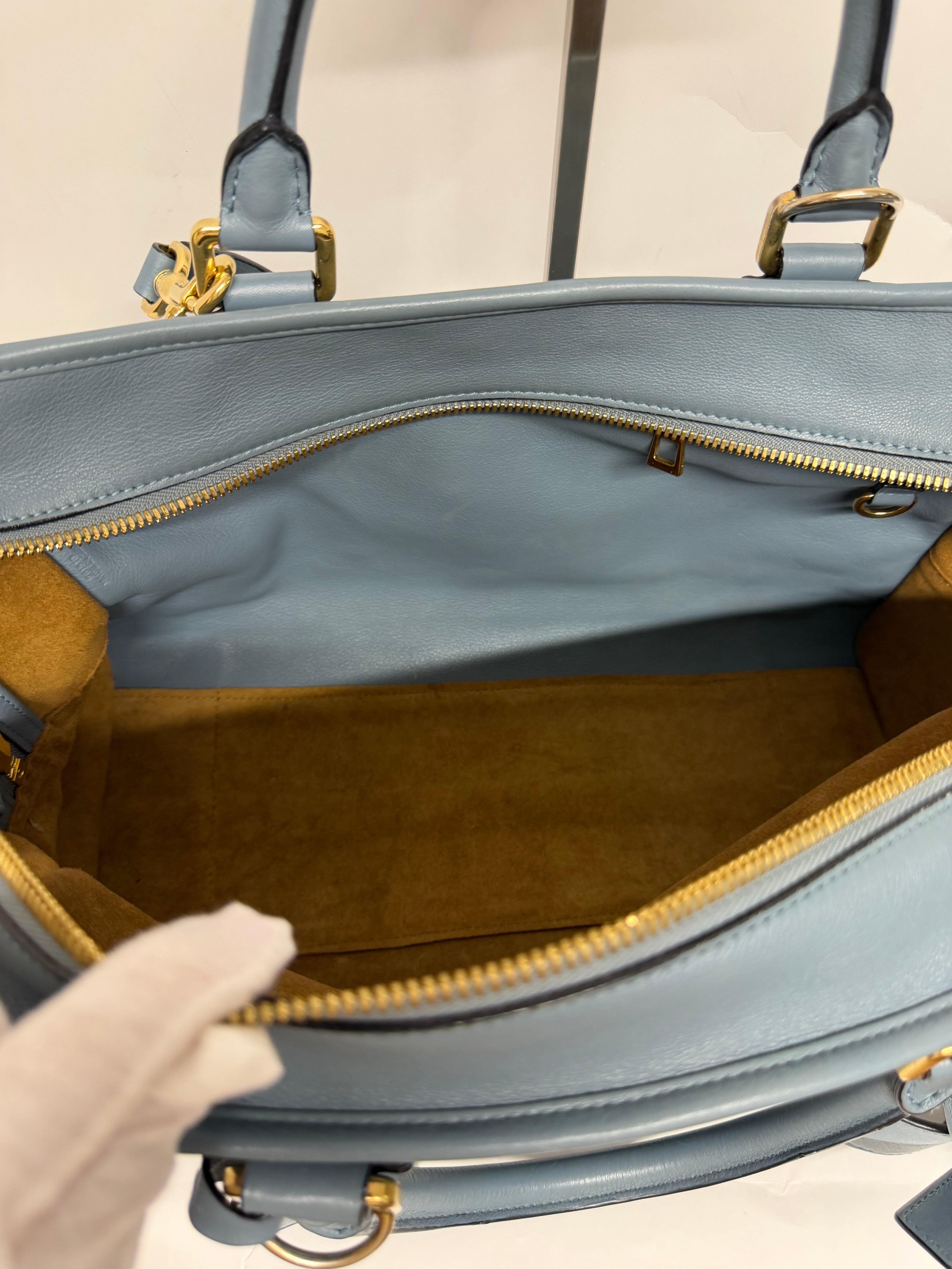 Loewe Amazona 36 Piel Azul Grisáceo y bandolera original