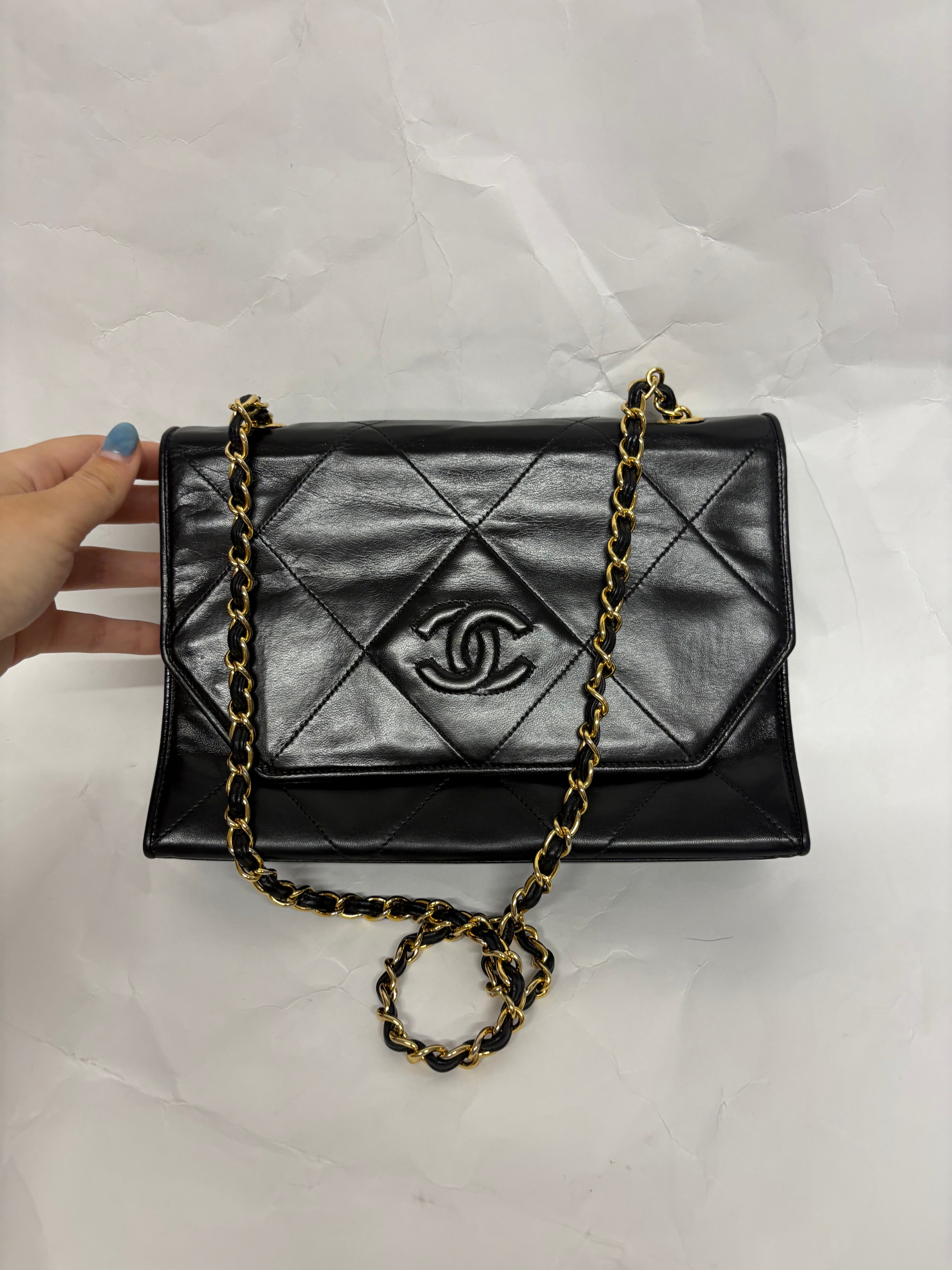 Single Flap Vintage negra cadena