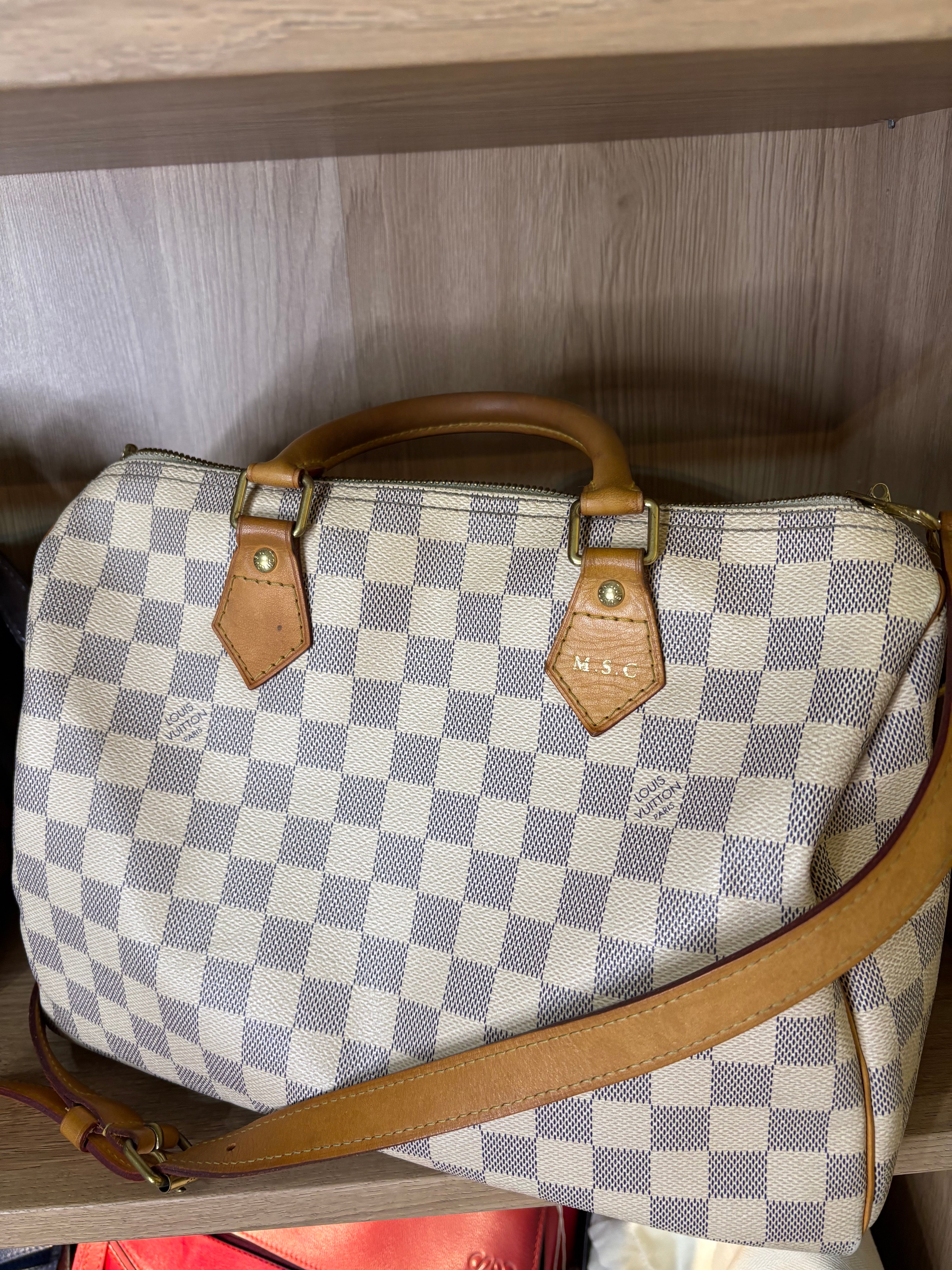 Louis Vuitton Speedy 30 Damier Azur Bandolera
