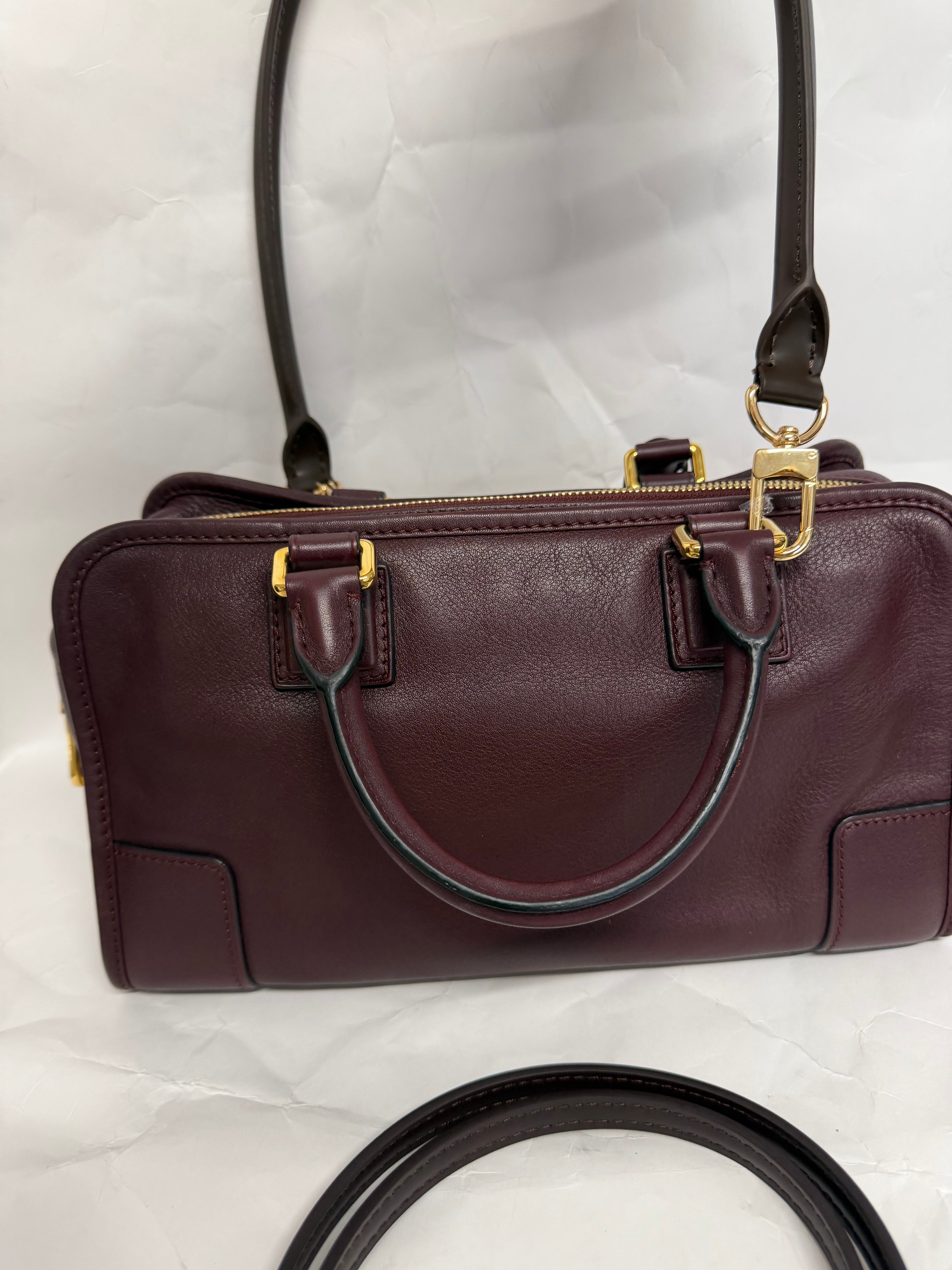 Loewe amazona burdeos oscuro 28 con 2 bandoleras