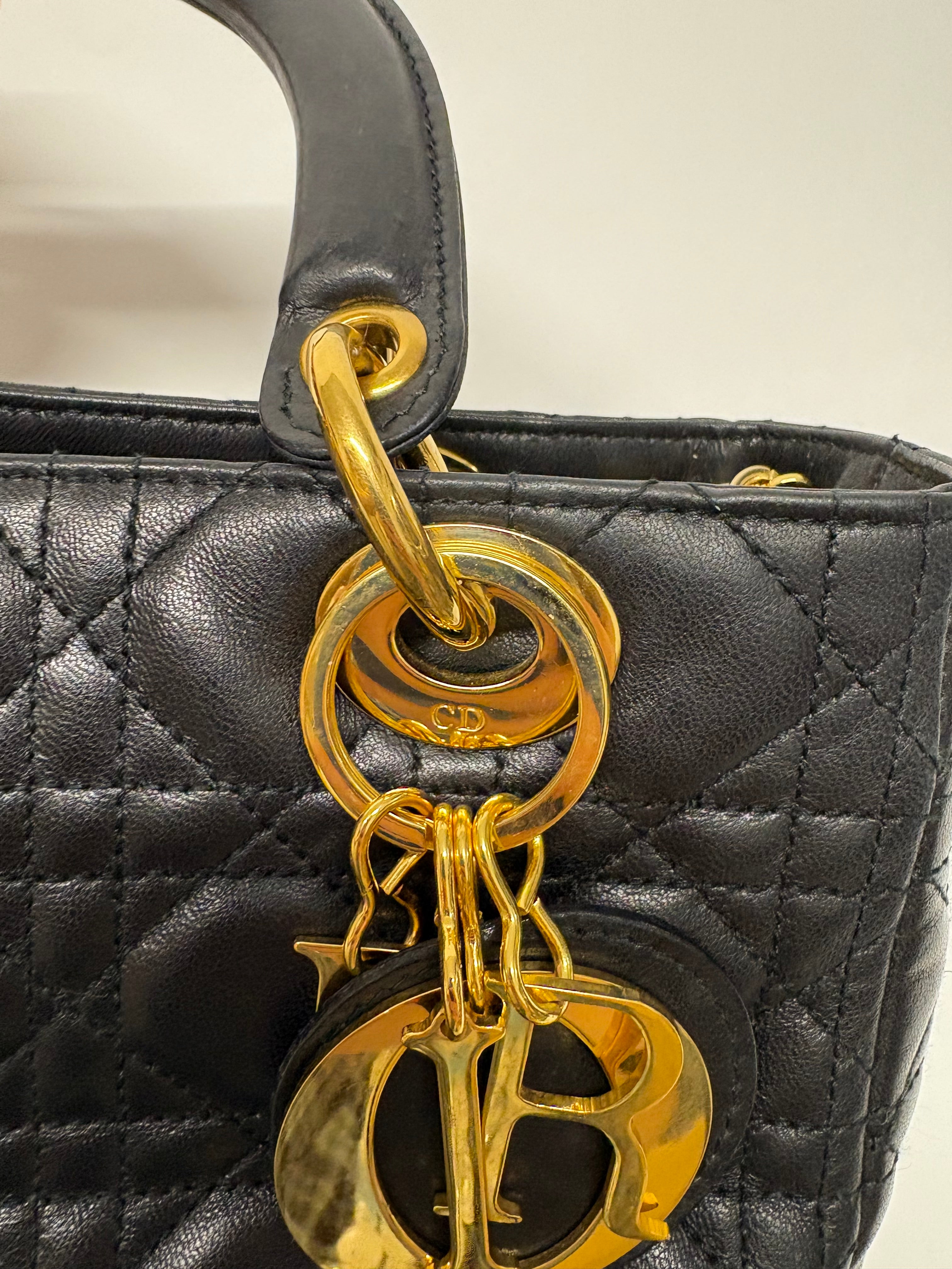 Christian Dior Lady Dior Mediano Cannage Negra Vintage