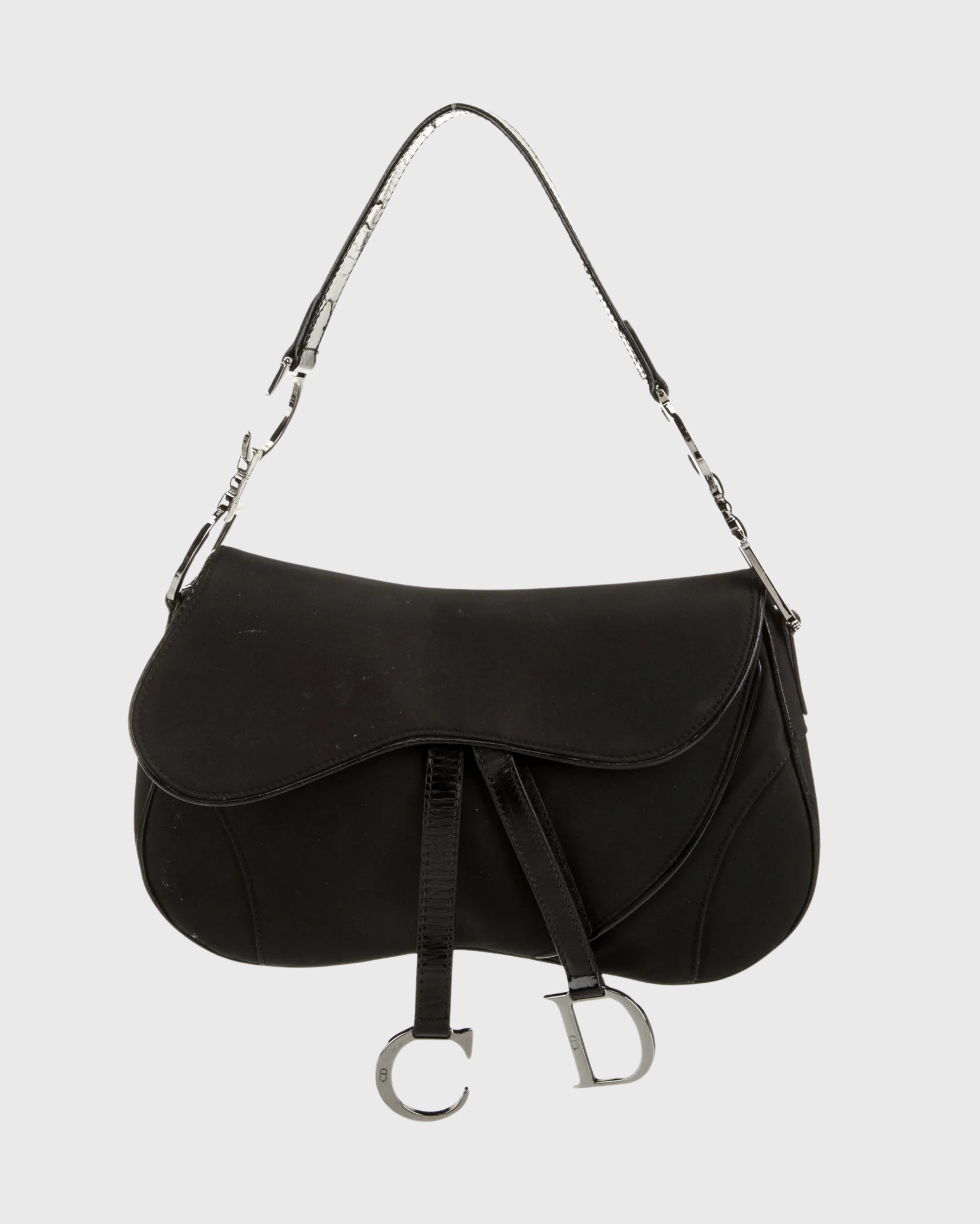 Bolso Dior Double Saddle Bag en Nylon Negro – Edición Vintage Galliano