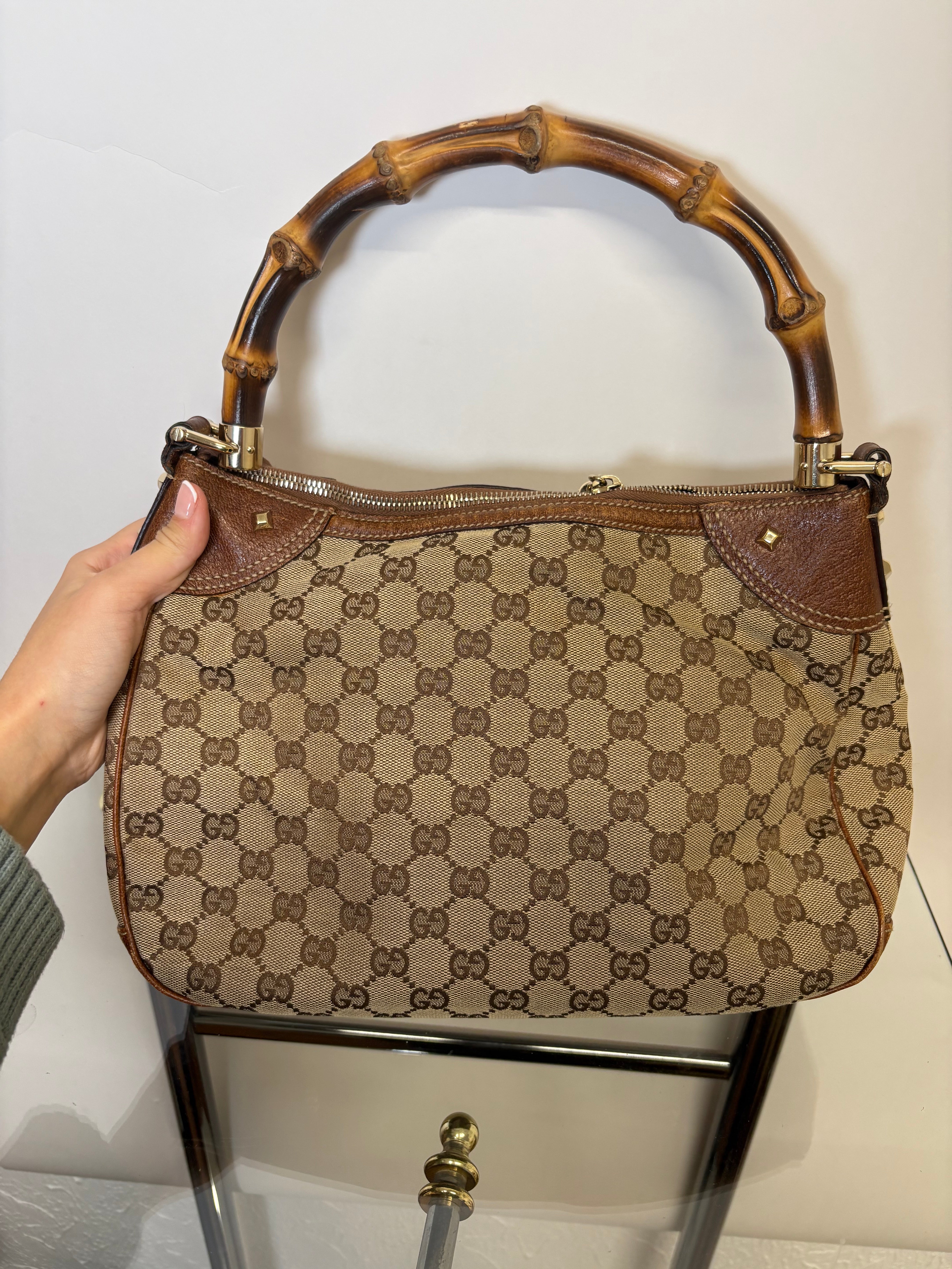 Gucci bamboo gg canvas marrón con bandolera (extra)