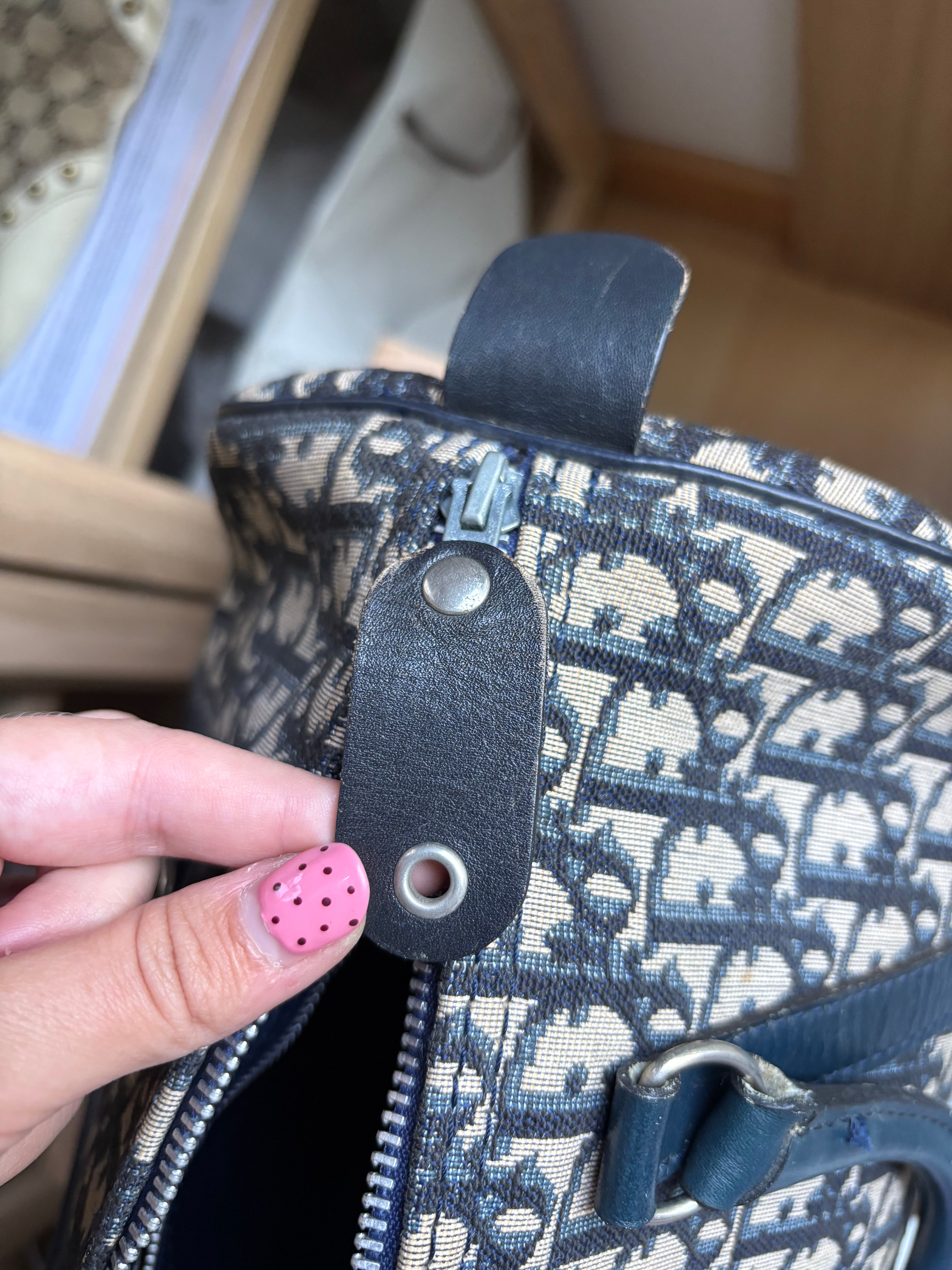 Bolso Dior Trotter Boston monograma Oblique azul marino – Talla 30