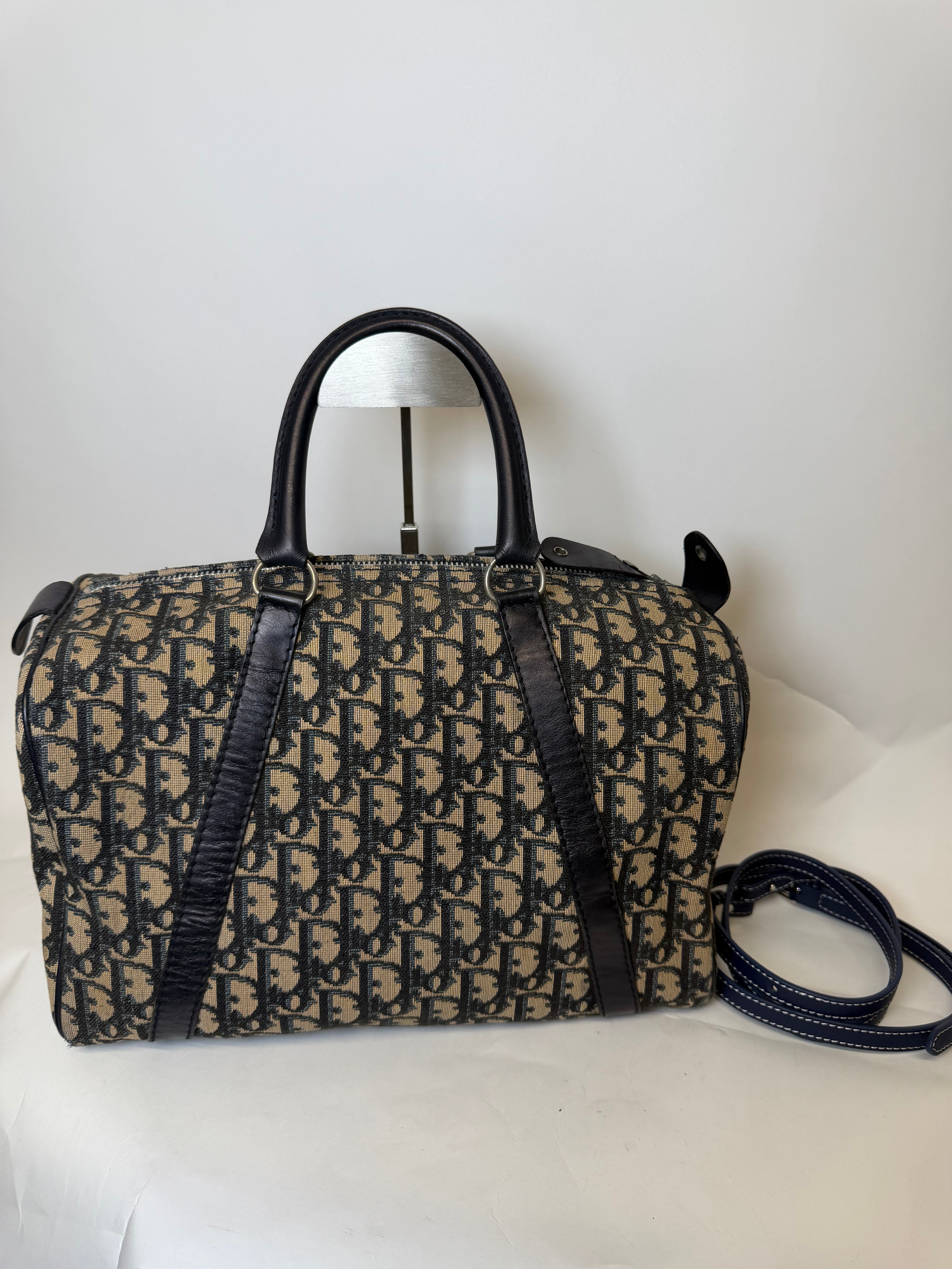 Dior Trotter Boston Lona y Piel Azul Marino