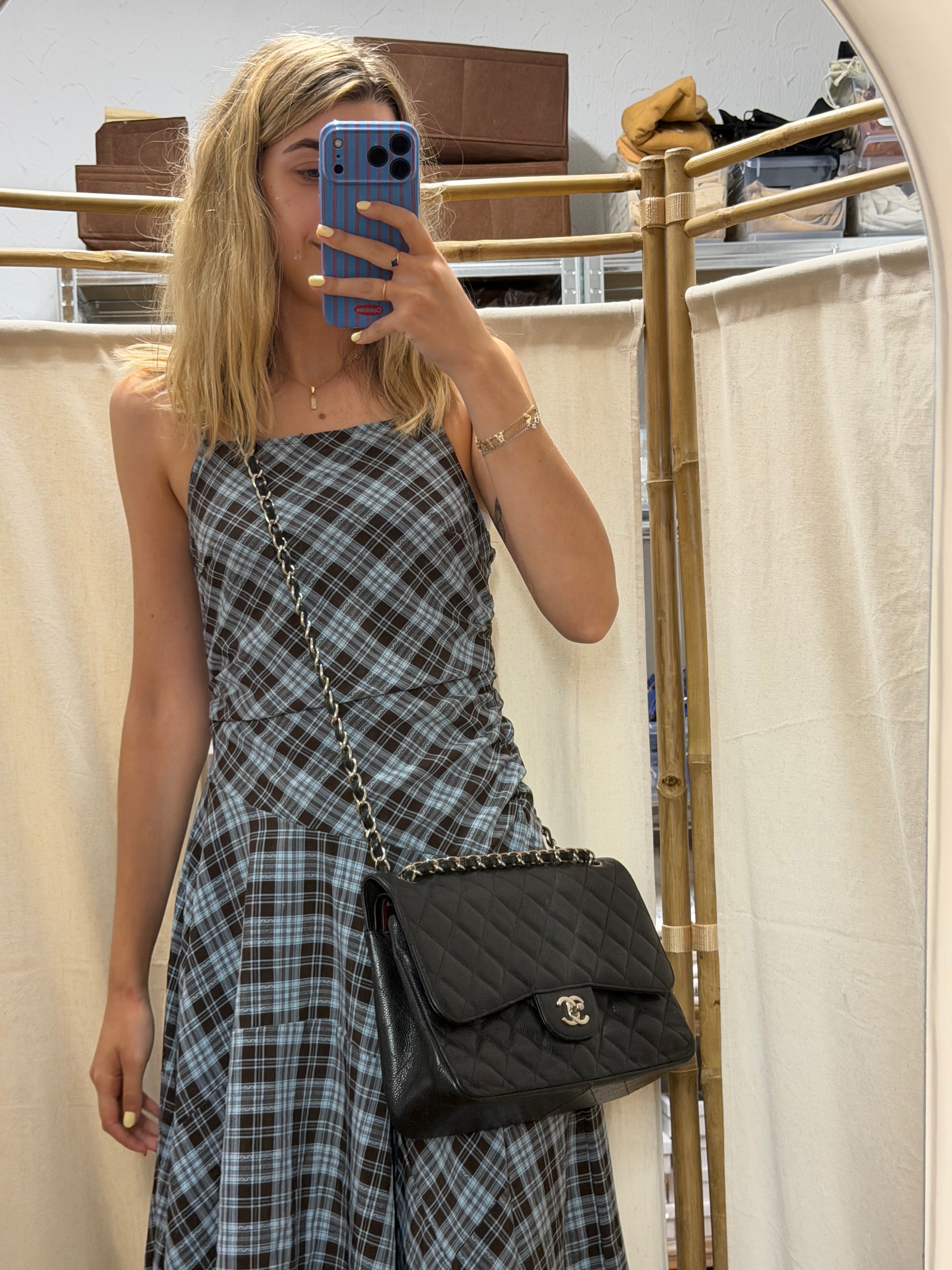Chanel Jumbo Matelasse Classic Flap Caviar Negro