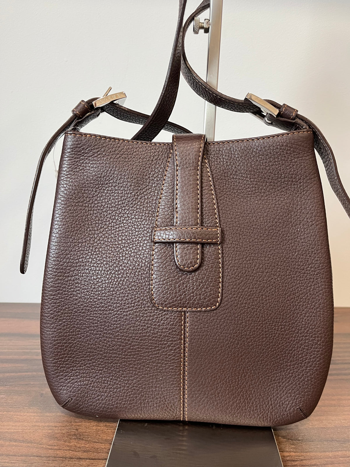 Loewe Senda Bandolera Piel Marrón Burdeos con Hebilla