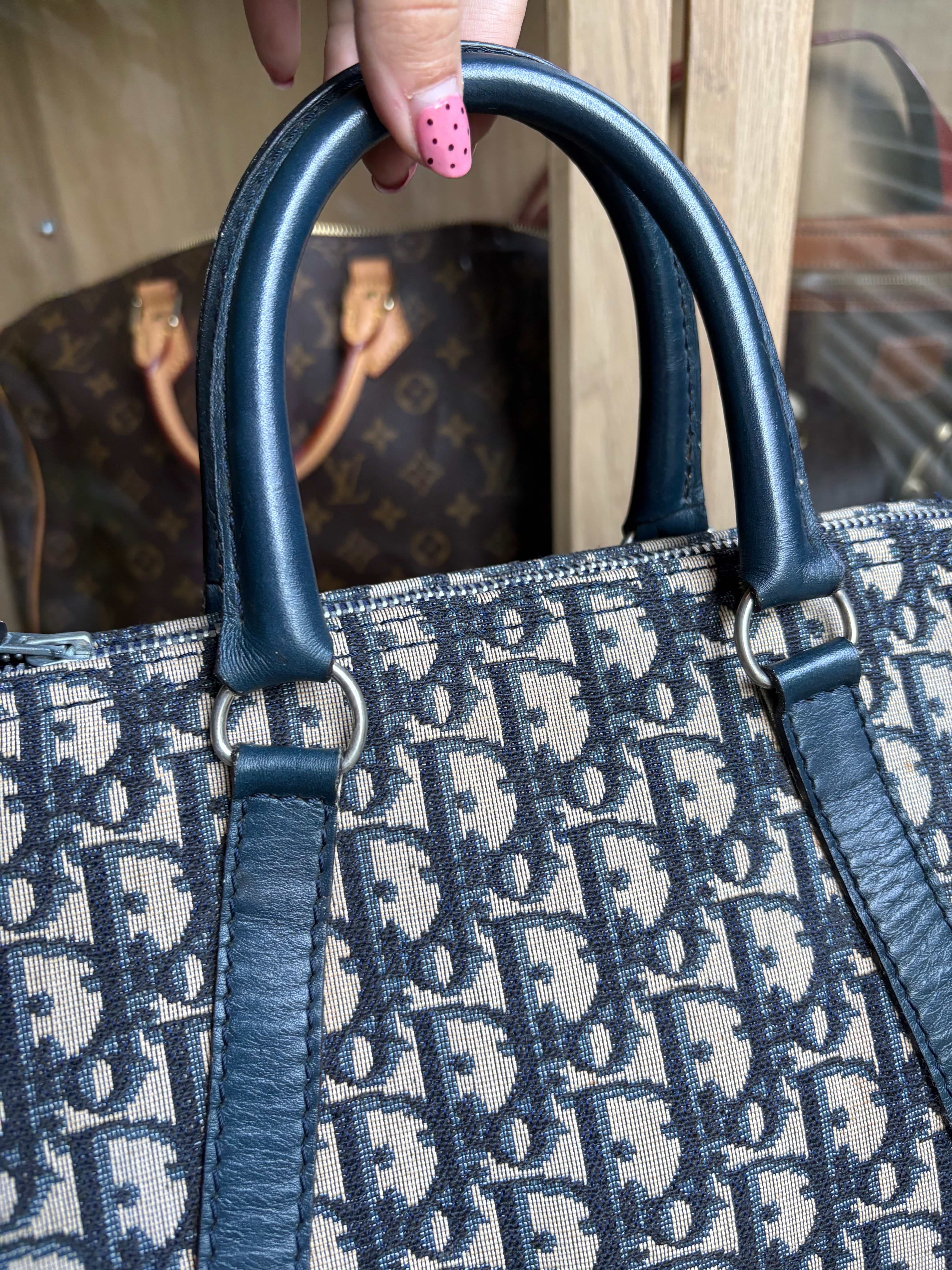 Bolso Dior Trotter Boston monograma Oblique azul marino – Talla 30