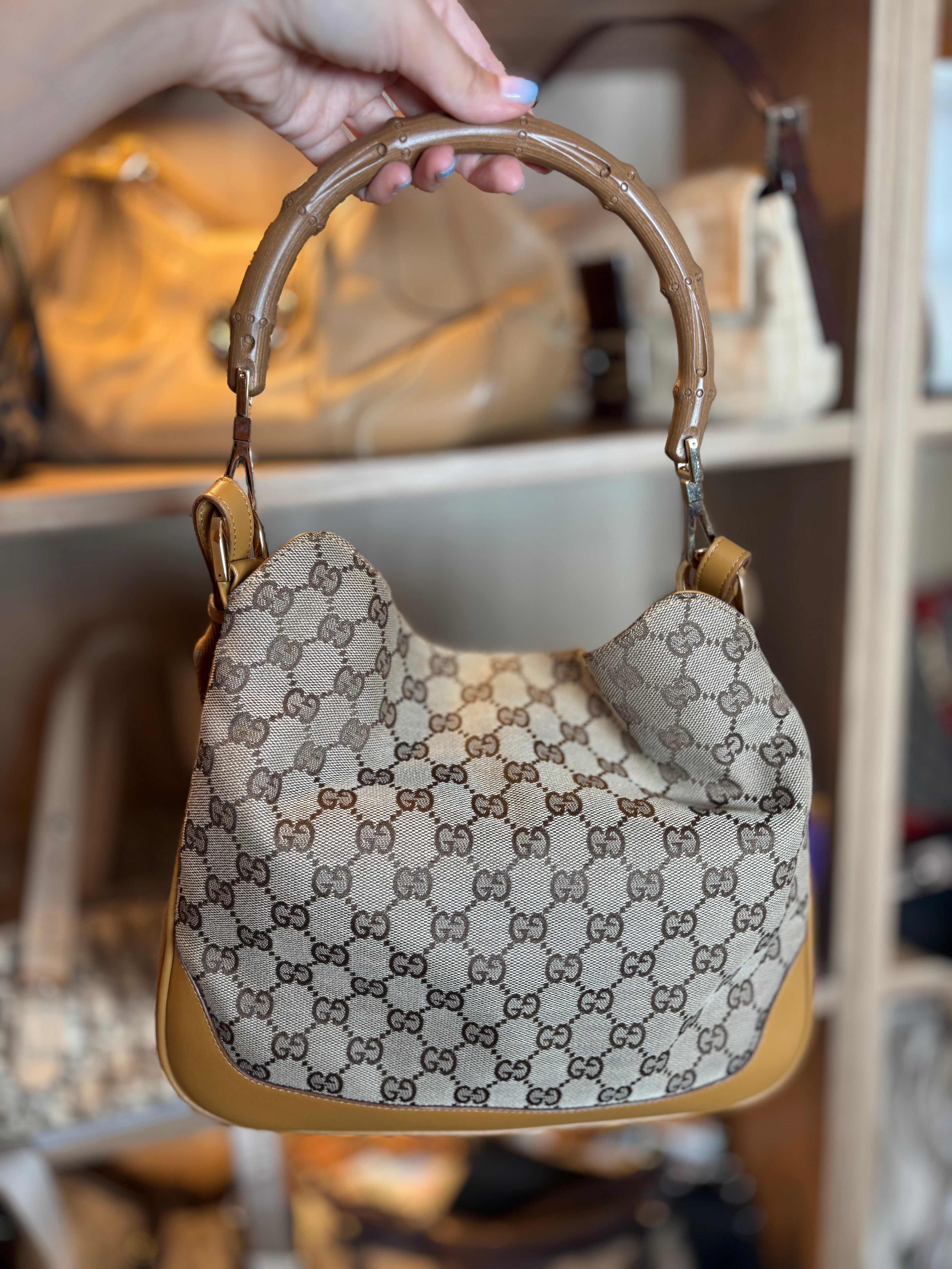 Gucci Bamboo Monogram GG Canvas Beige