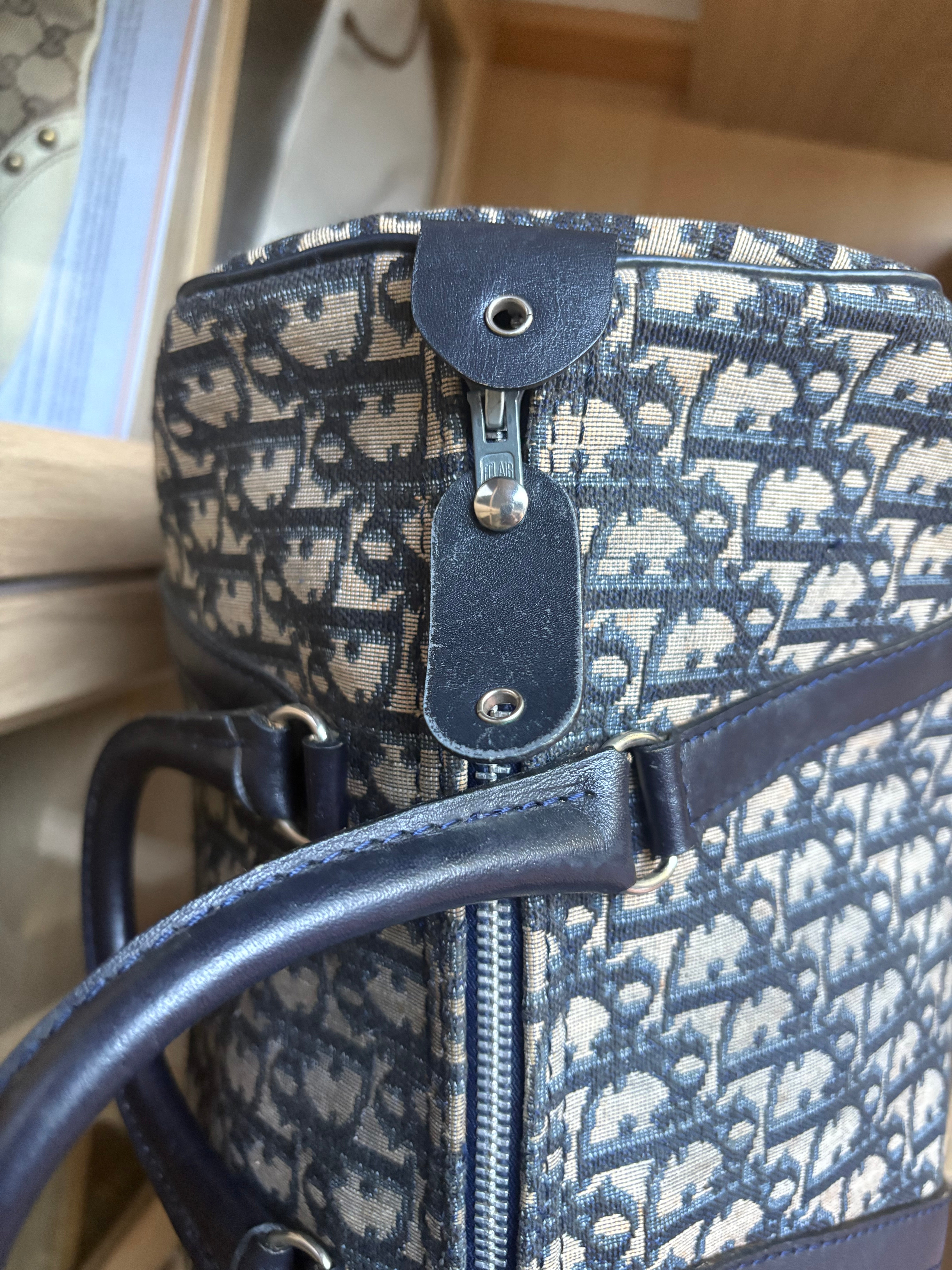 Bolso Dior Trotter Boston monograma Oblique azul marino – Talla 30