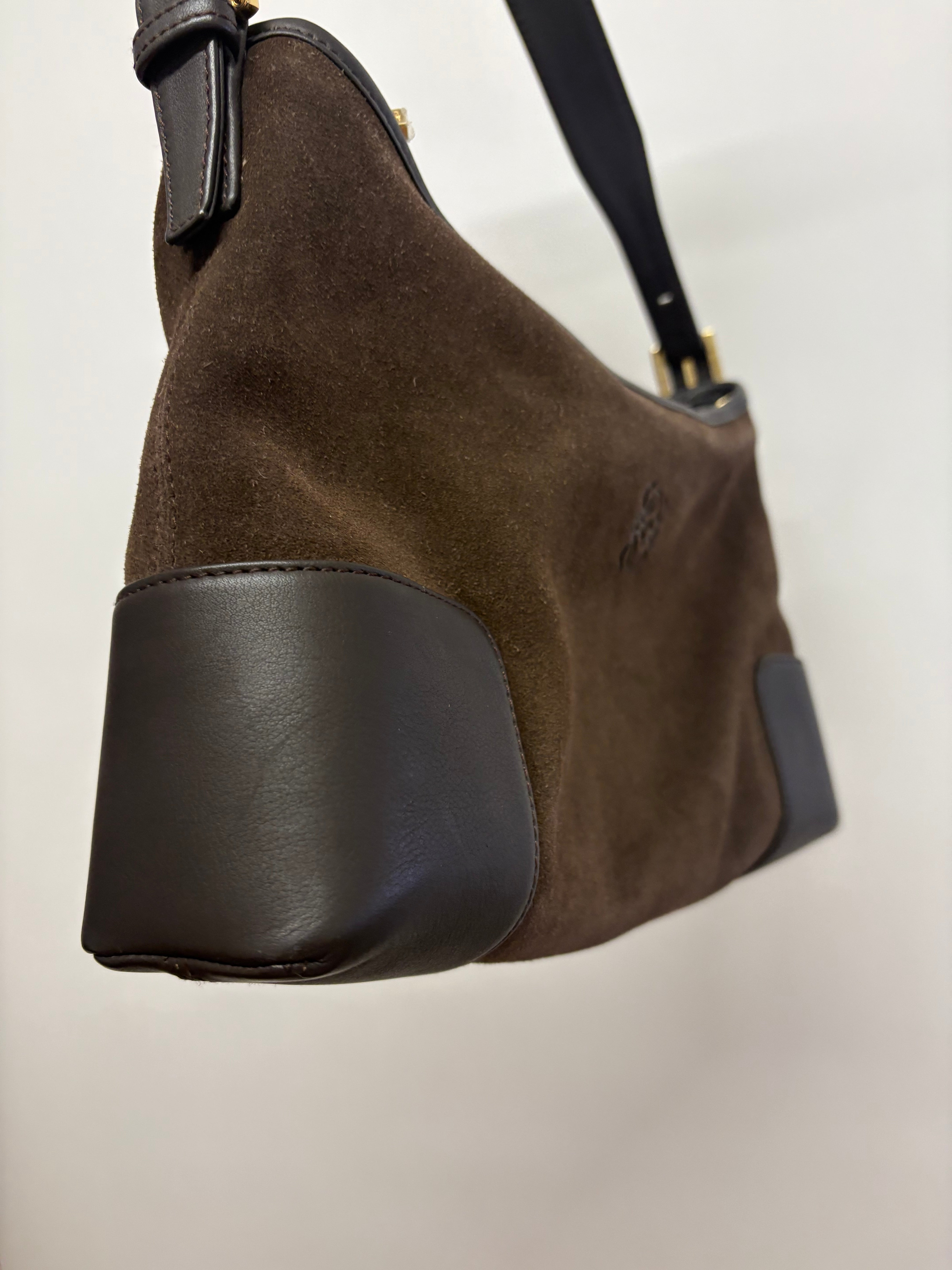 Loewe hobo bag ante y piel marrón oscuro