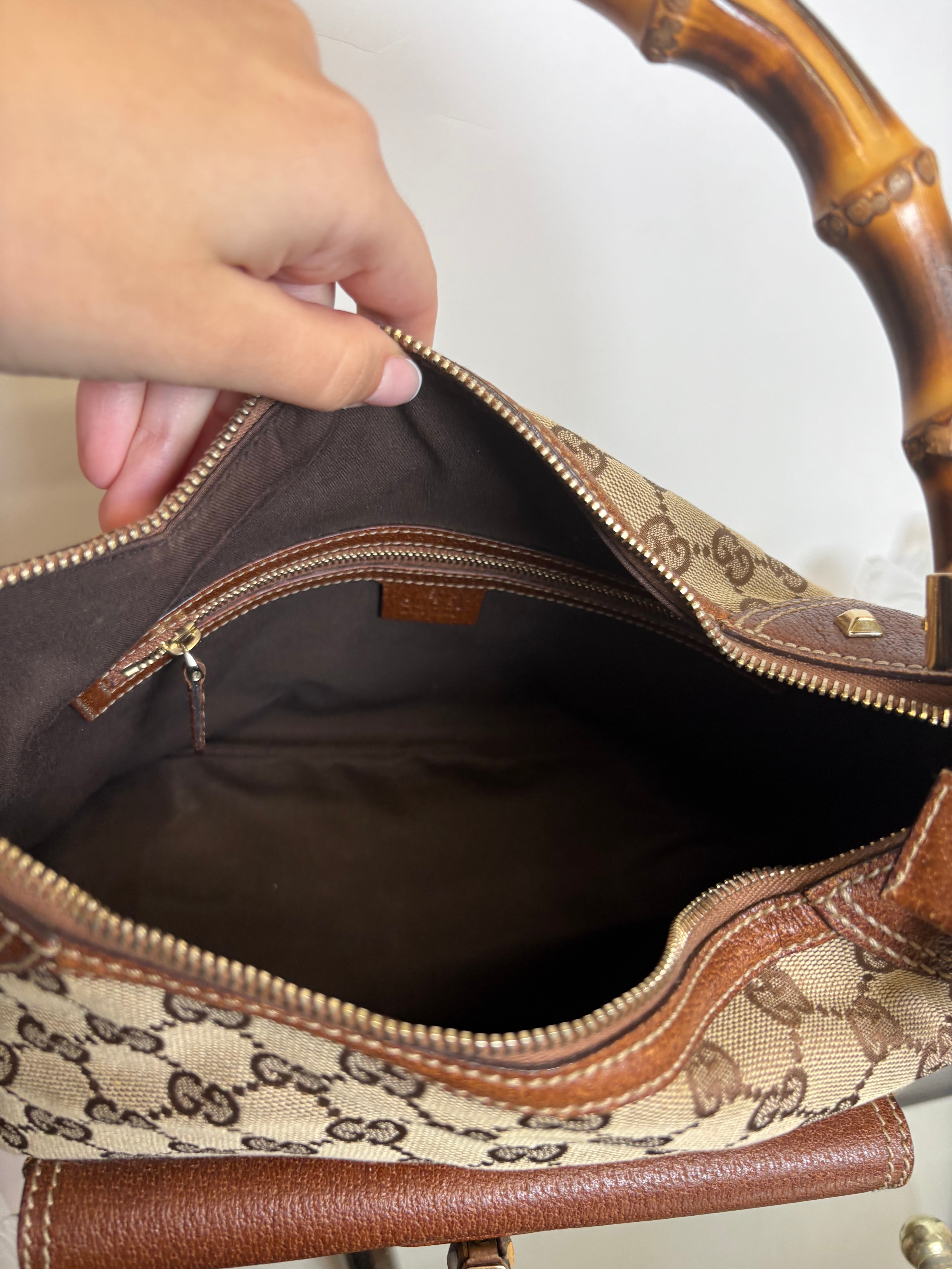 Gucci bamboo gg canvas marrón con bandolera (extra)