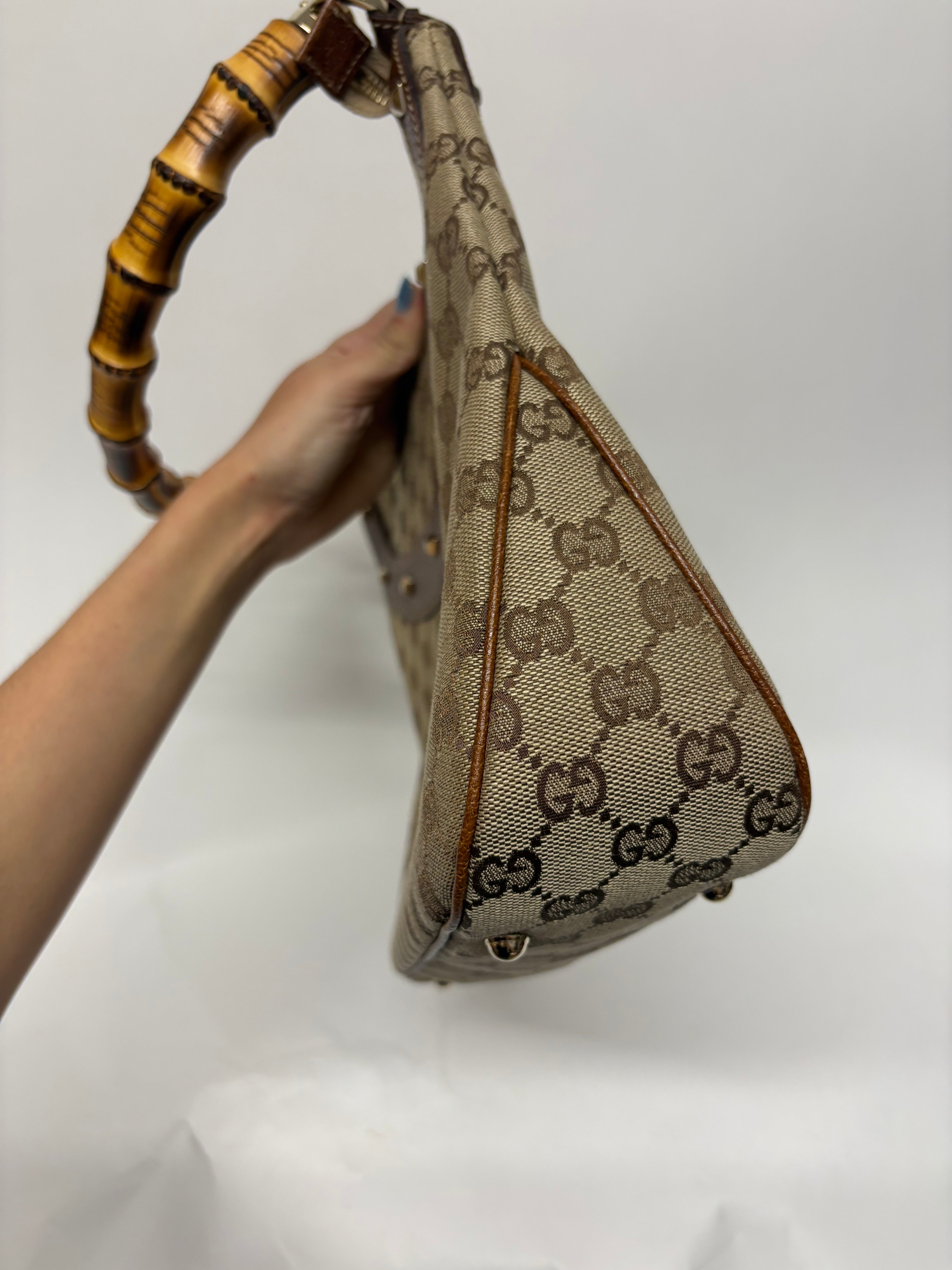 Gucci Bamboo GG Canvas vintage en color marrón