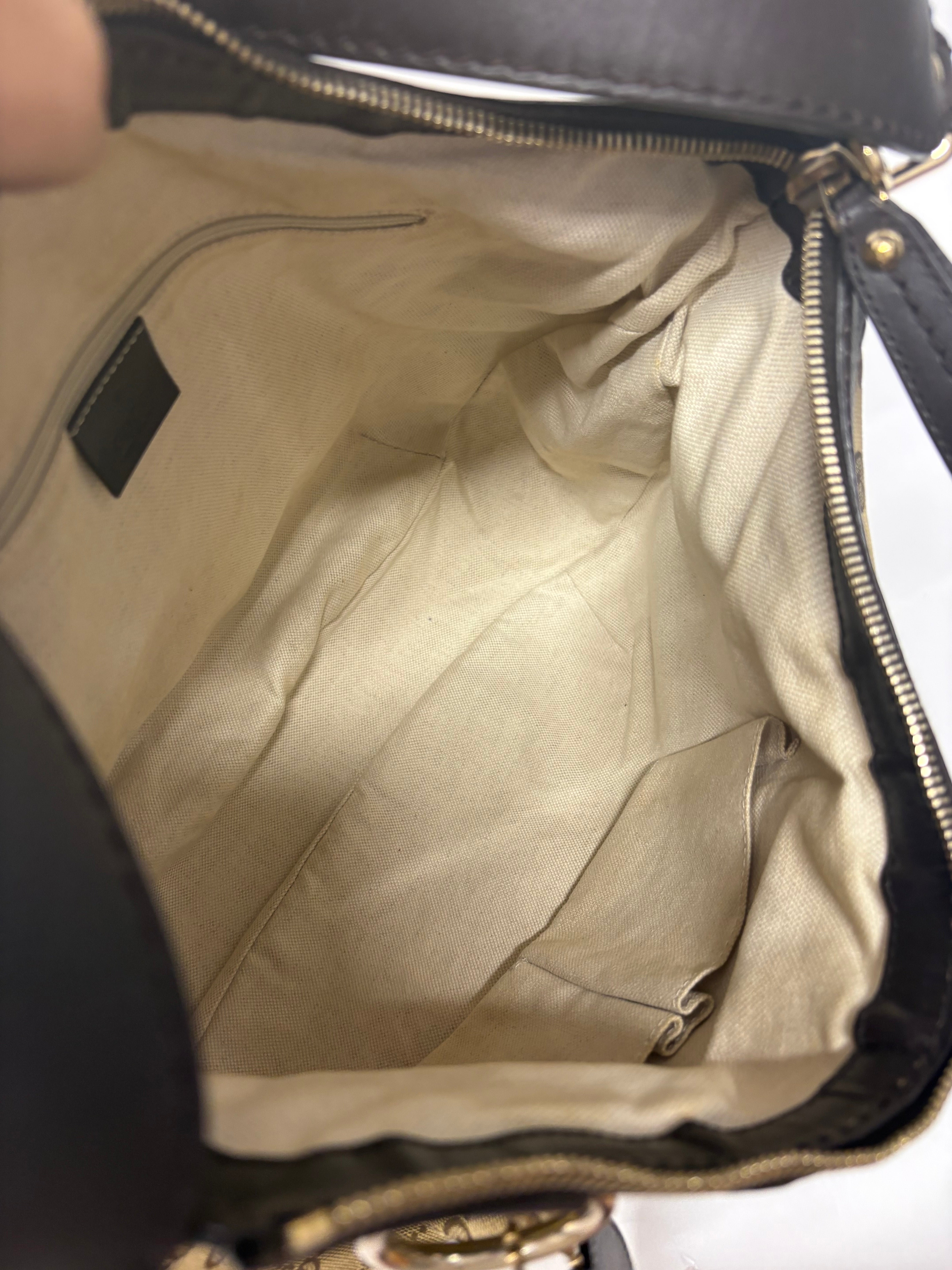 Gucci Sukey GG Canvas Hobo XL – Beige y Piel Marrón Oscura