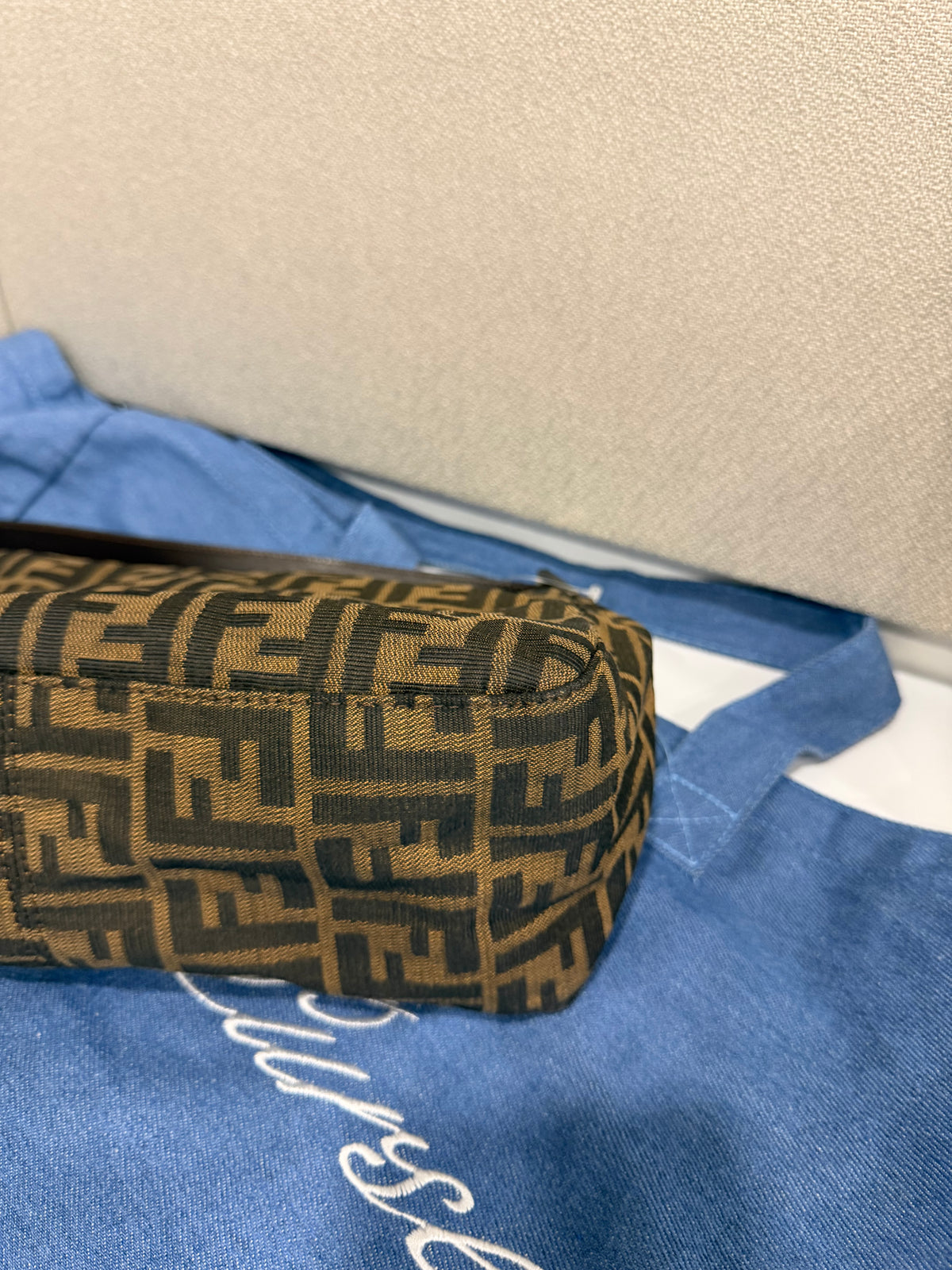 Fendi Mamma Baguette Lona Zucca Marrón vintage