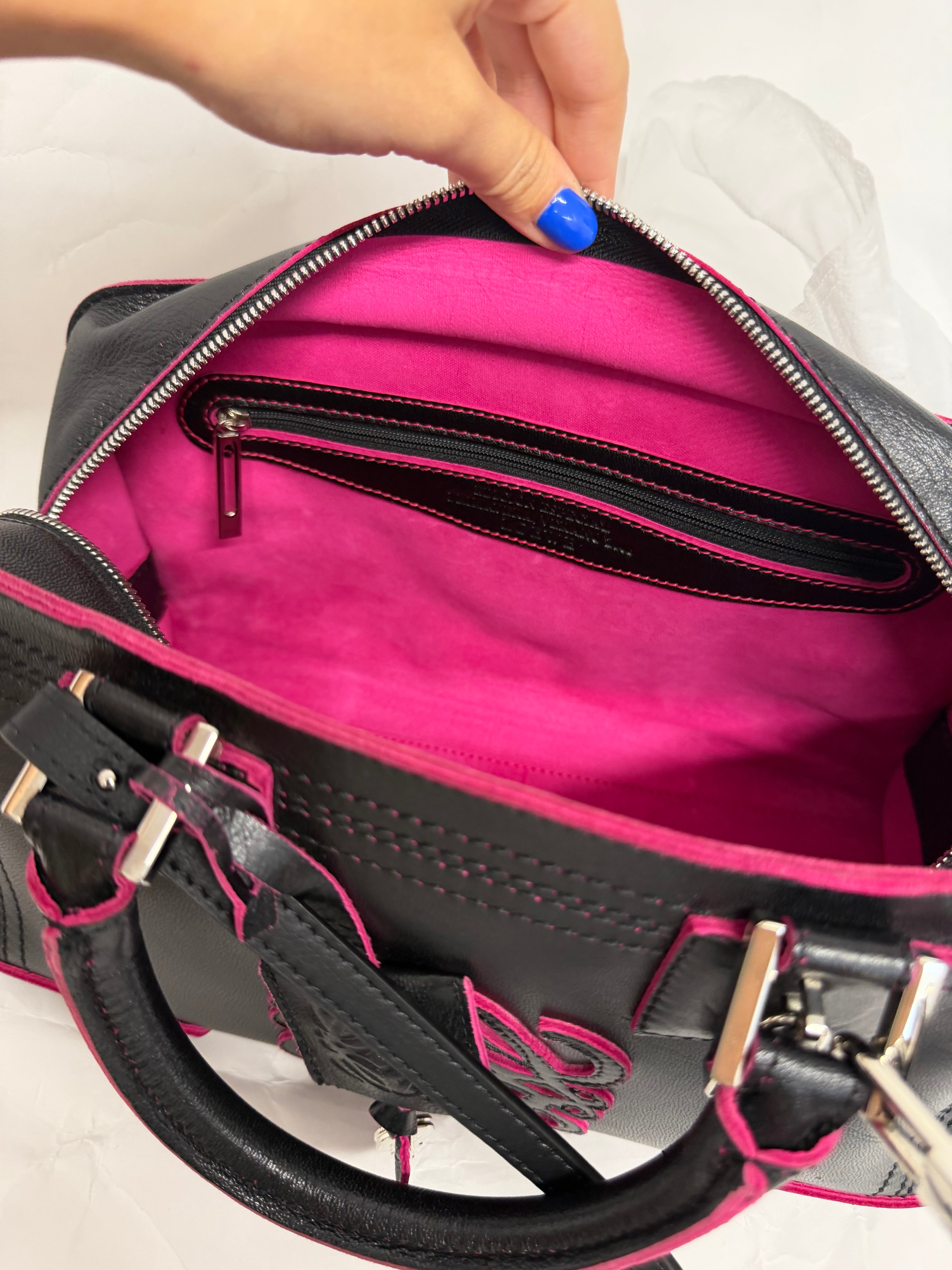 Loewe amazona negro y rosa 28 con 2 bandoleras