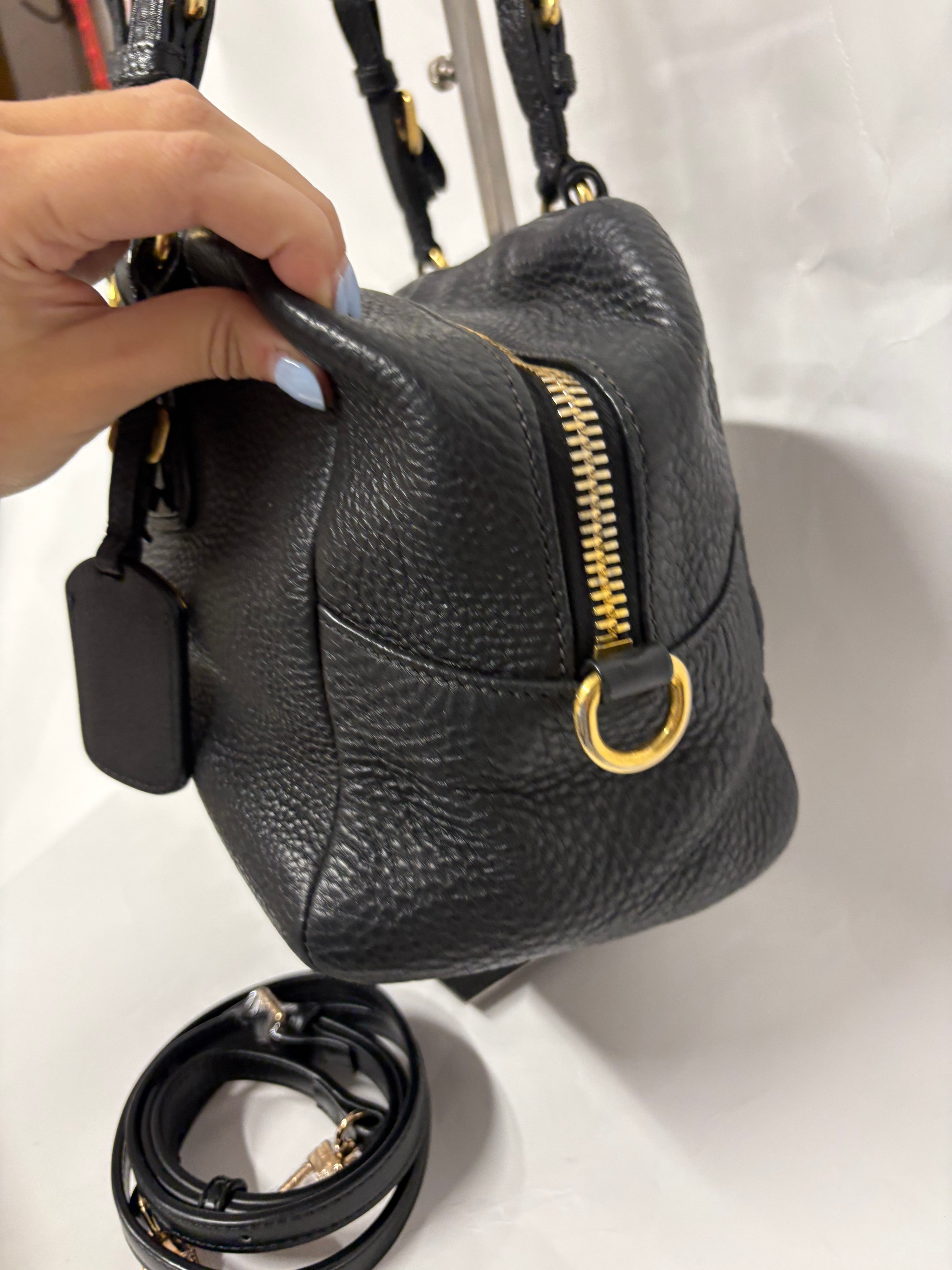 Prada Vitello Daino Negro 2-Way Original – Bandolera