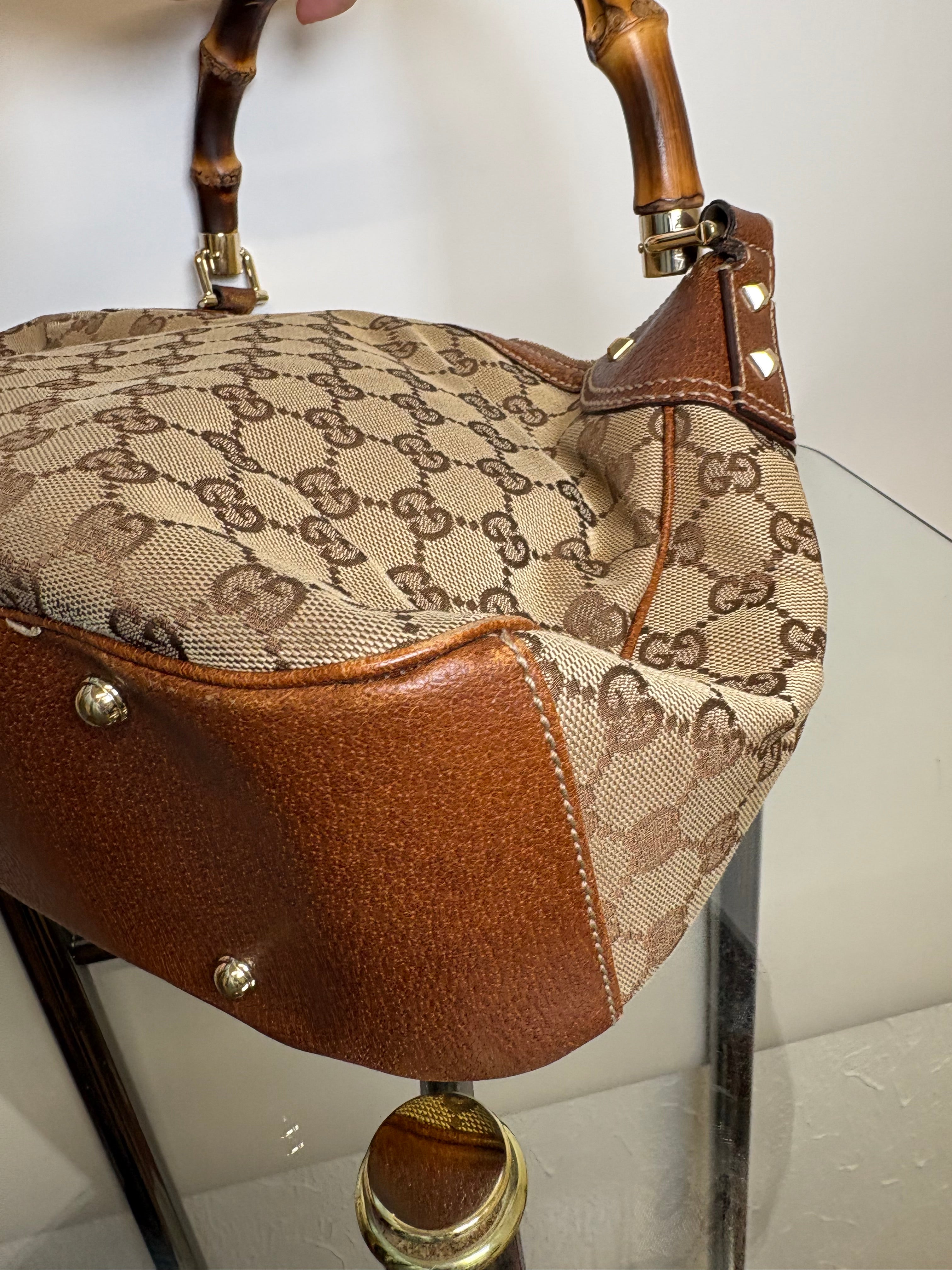 Gucci bamboo gg canvas marrón con bandolera (extra)
