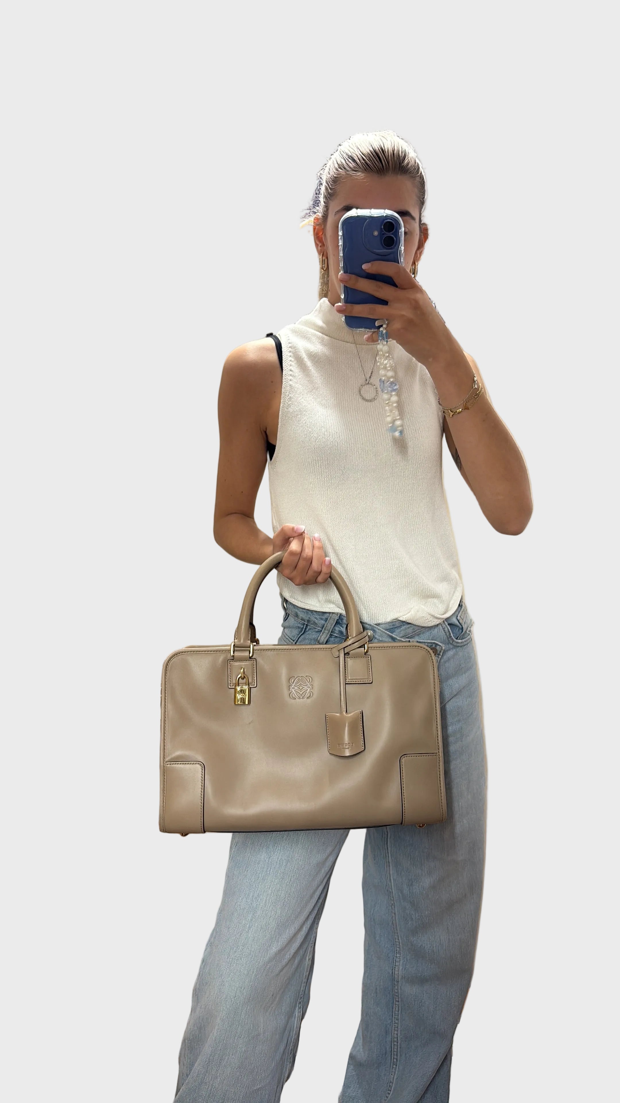Loewe amazona 36 camel claro con bandoleras extra