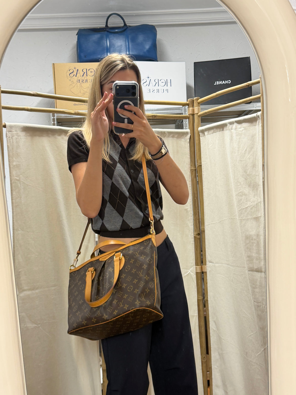 Louis Vuitton Palermo PM Monogram con Bandolera de Piel Heras Purse