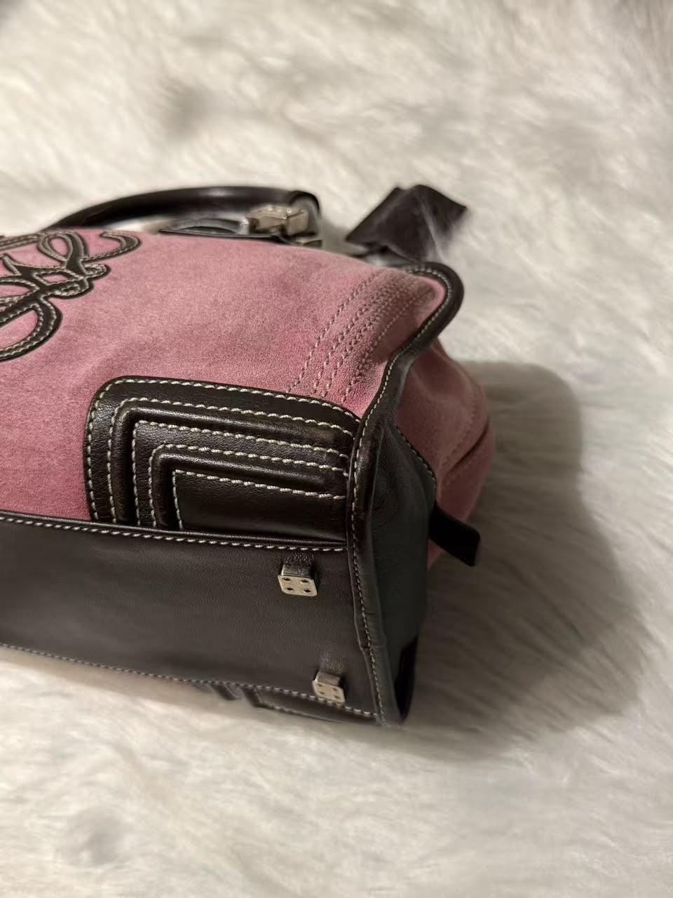 Loewe Amazona 28 Edición Especial Ante Rosa y Piel Marrón
