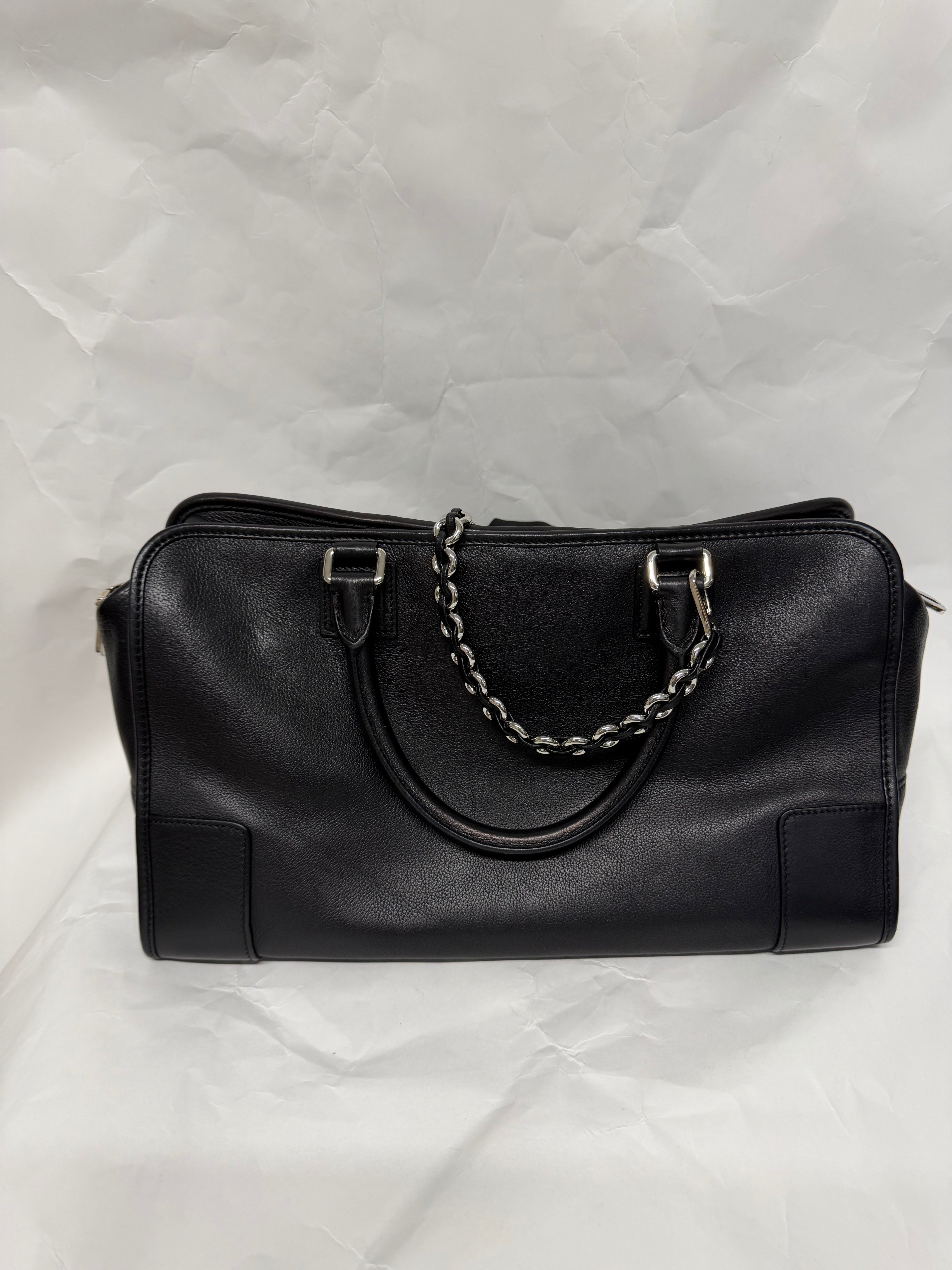 Loewe Amazona 36 | Piel Negra Herrajes Plata