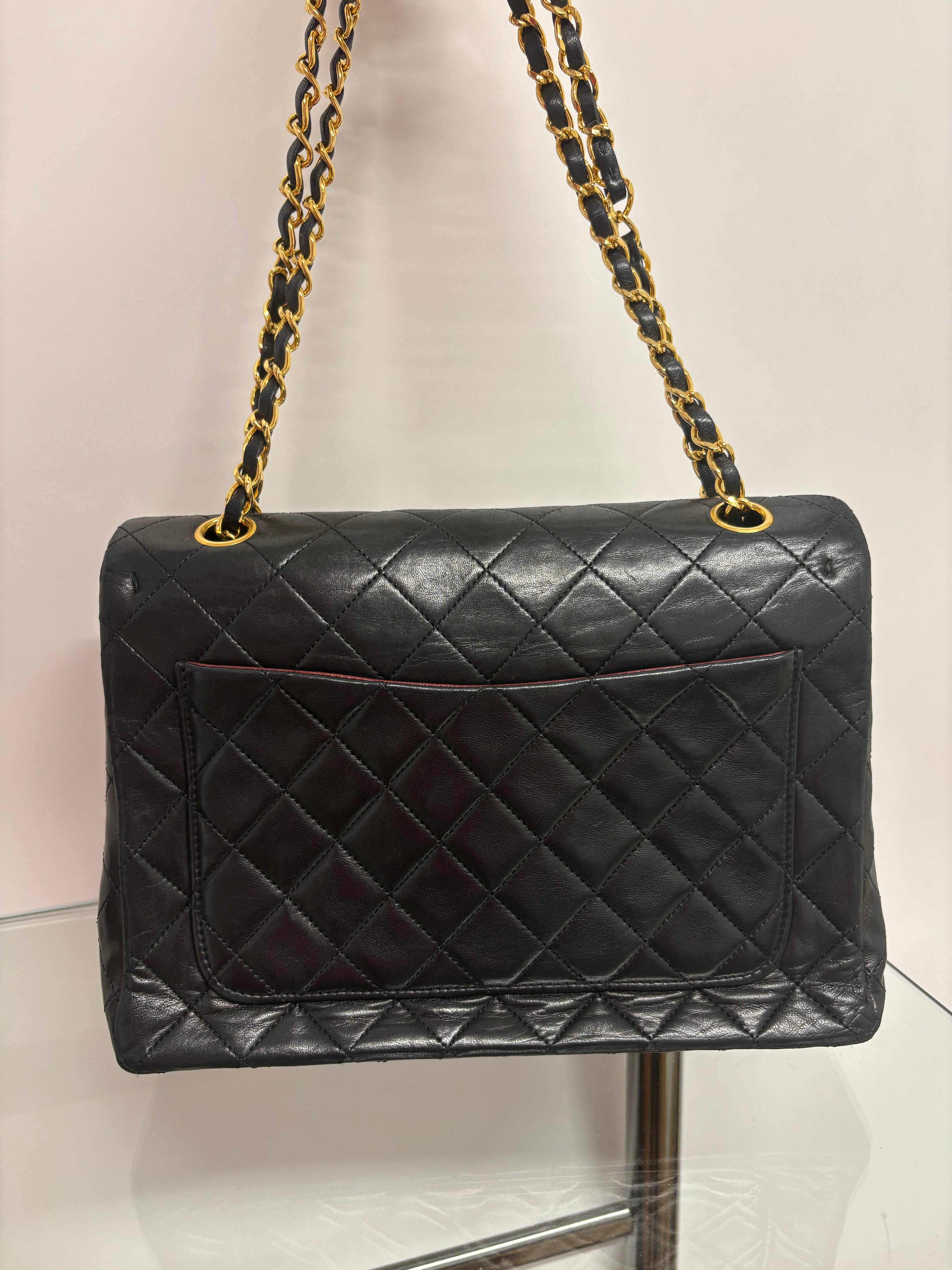 Chanel timeless 25 double flap matelassé negro – serie 1