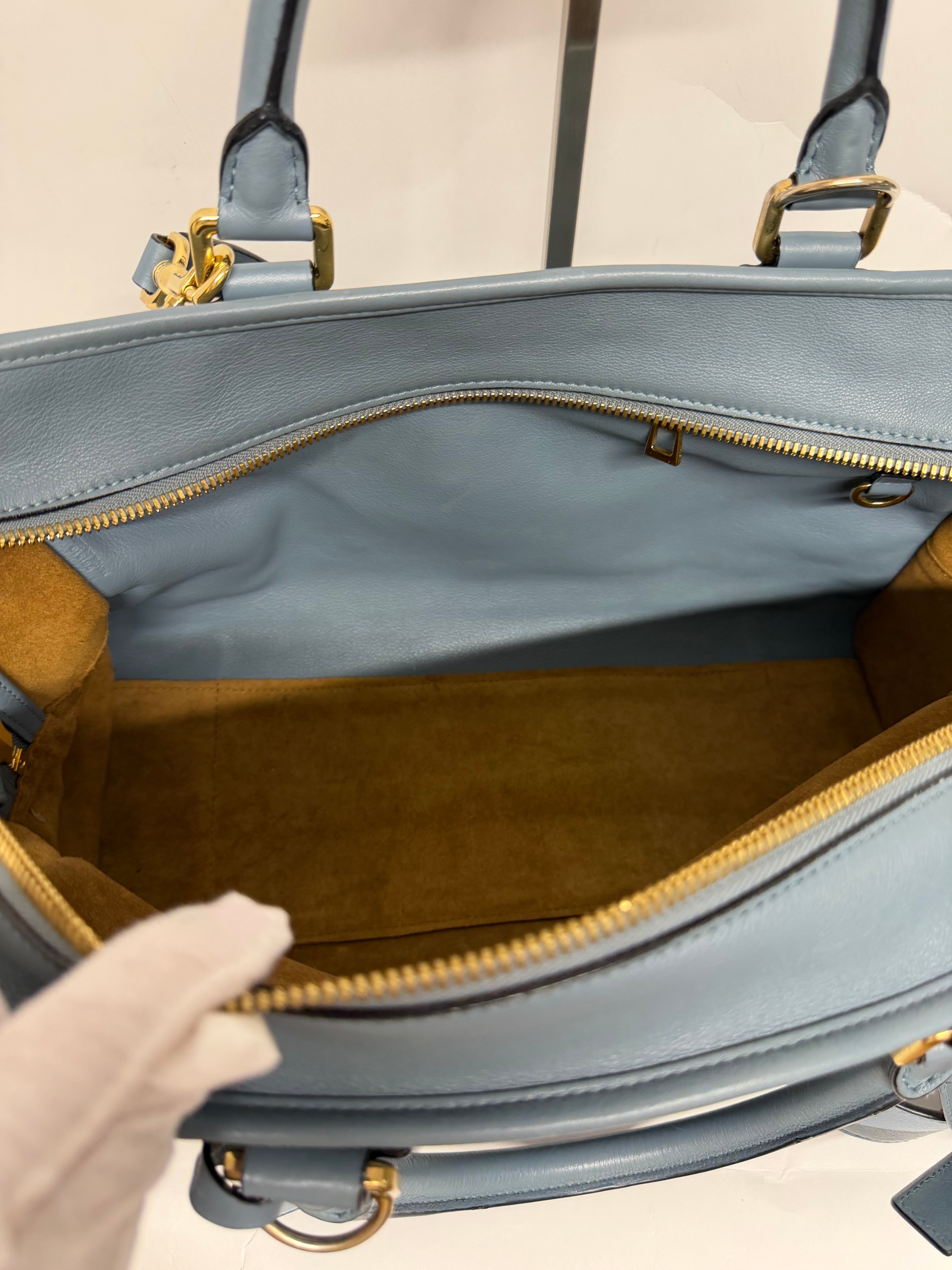 Loewe Amazona 36 Piel Azul Grisáceo y bandolera original