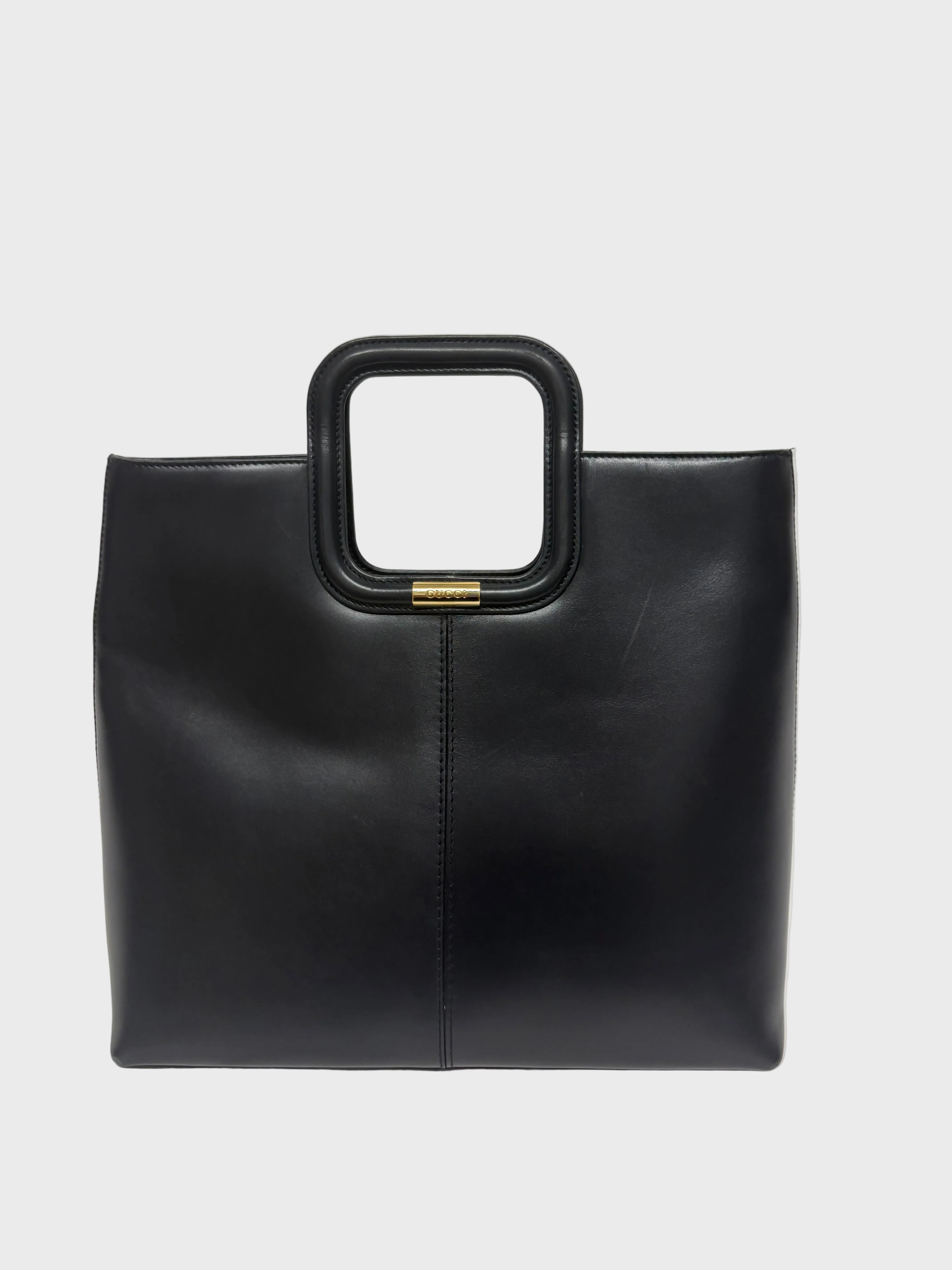 Gucci vintage bolso de mano piel cepillada negra